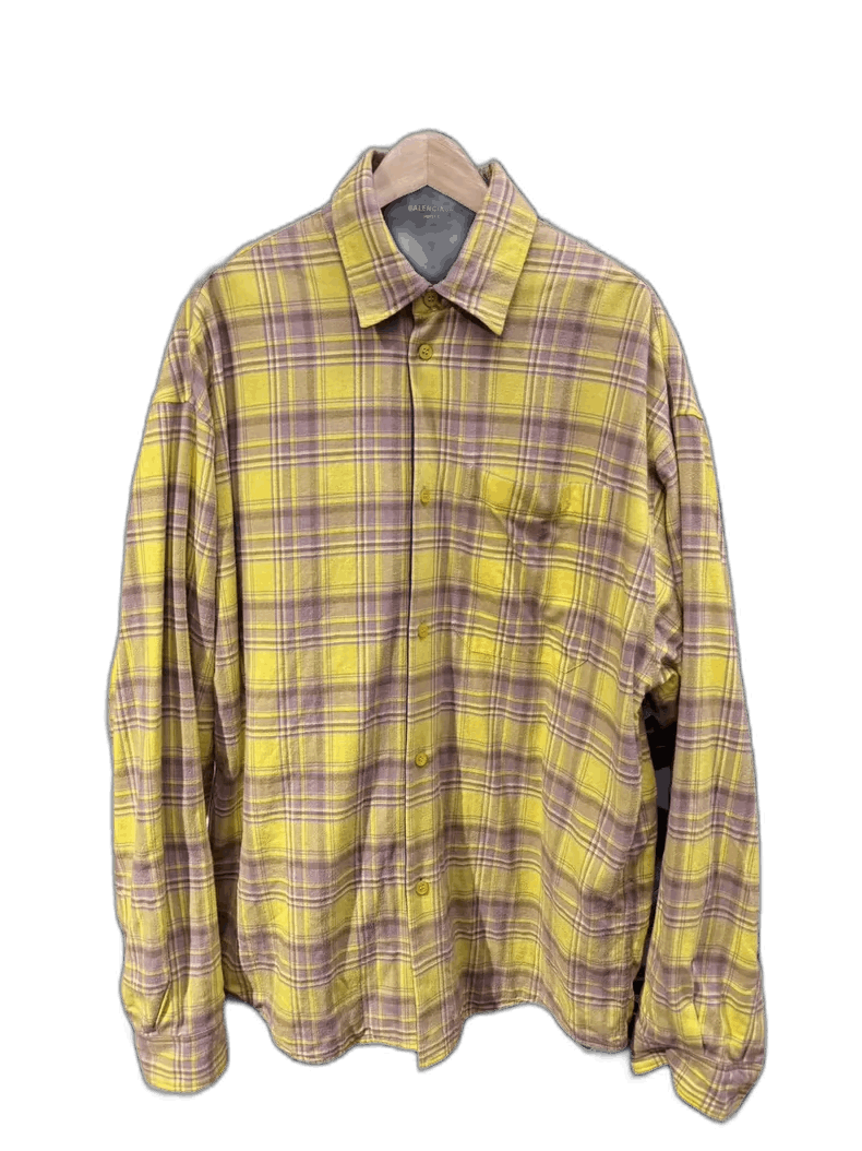 Balenciaga Balenciaga DoubleSided Flannel Shirt Yellow Blue-2506 Size US XS / EU 42 / 0 - 1 Thumbnail