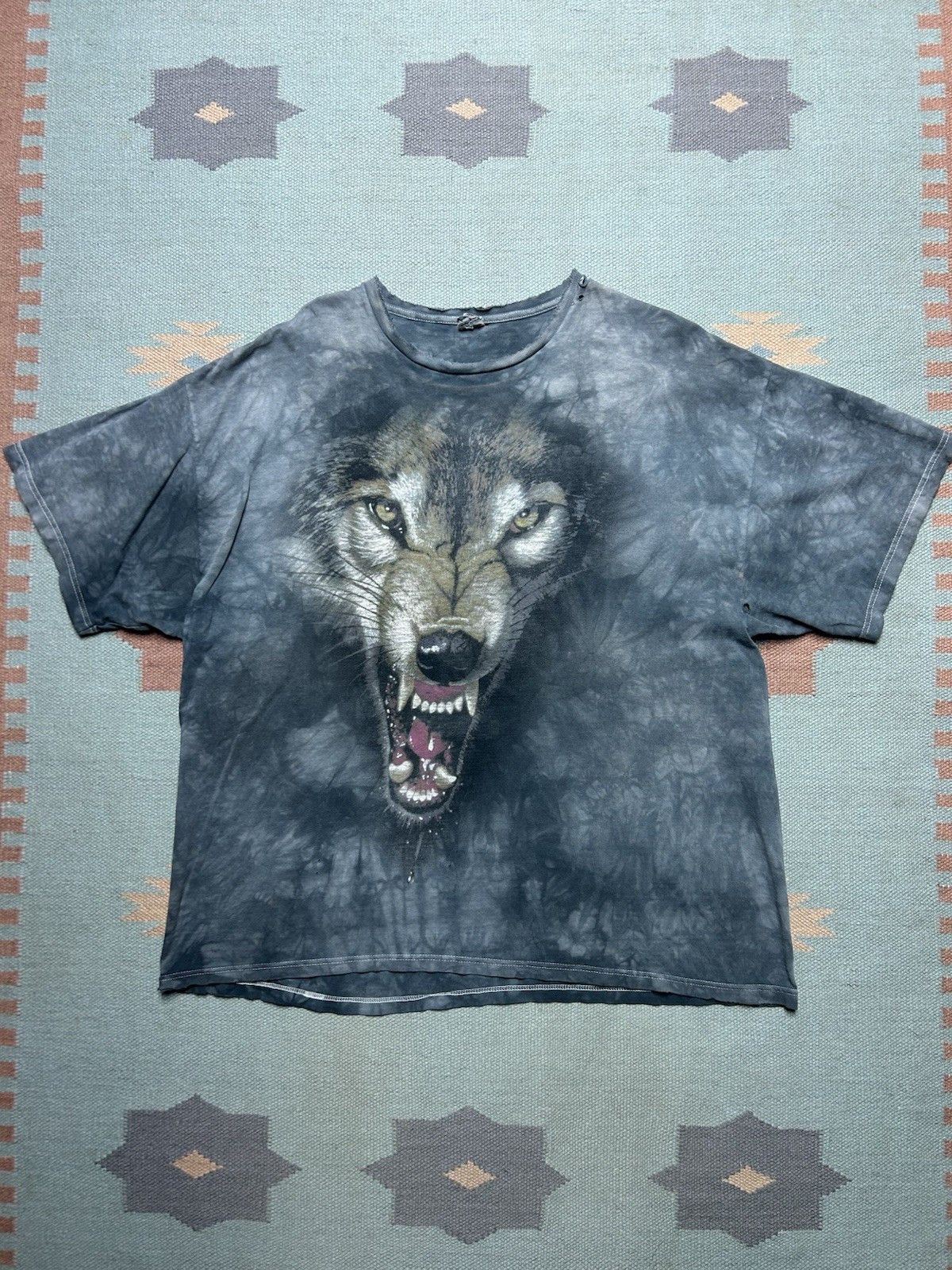 Vintage Vtg t shirt tie dye wolf animal big face nature distresse XL Size US XL / EU 56 / 4 - 1 Thumbnail