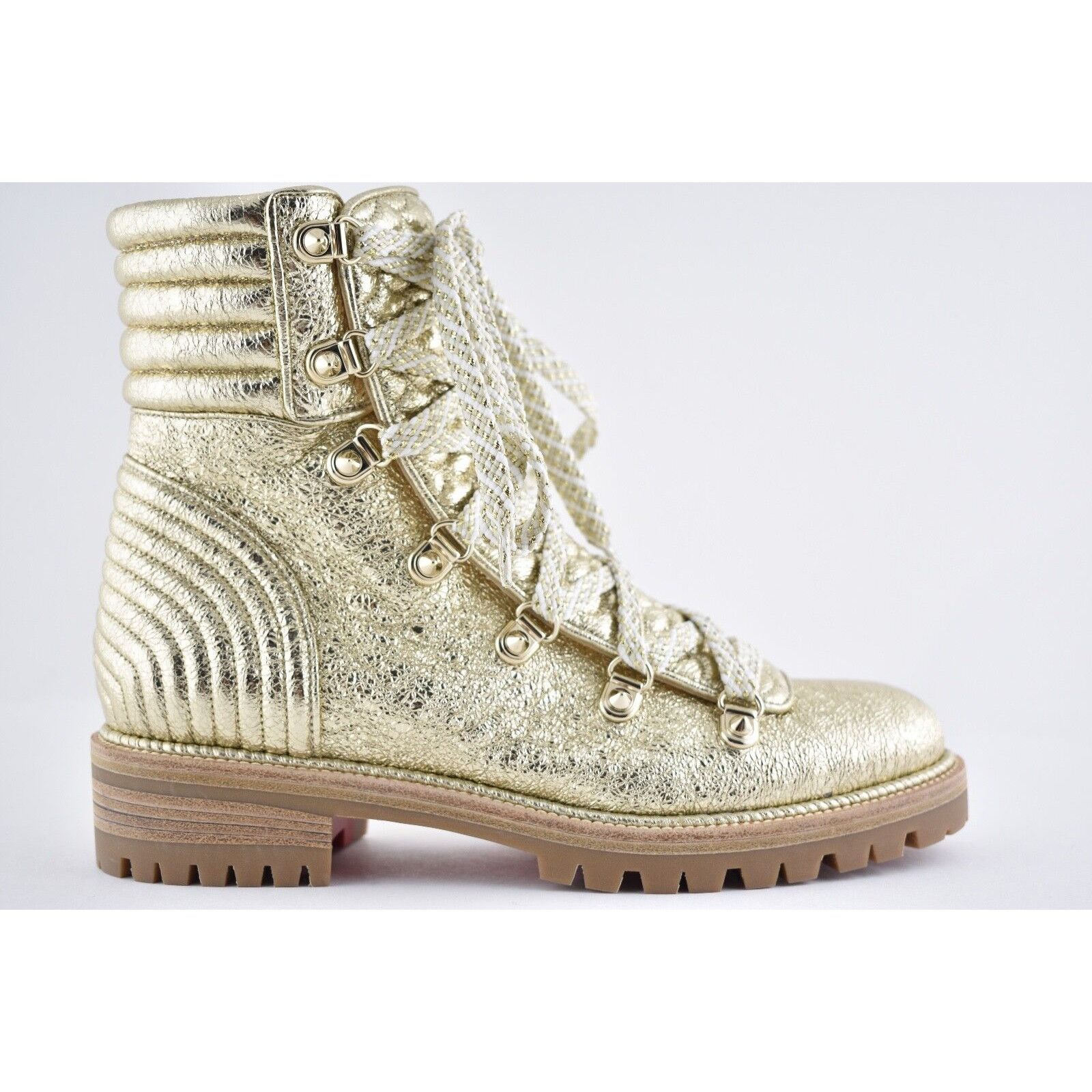 Christian Louboutin Christian Louboutin Mad Boot Platine Gold Flat Combat Lace Size US 5.5 / IT 35.5 - 2 Thumbnail