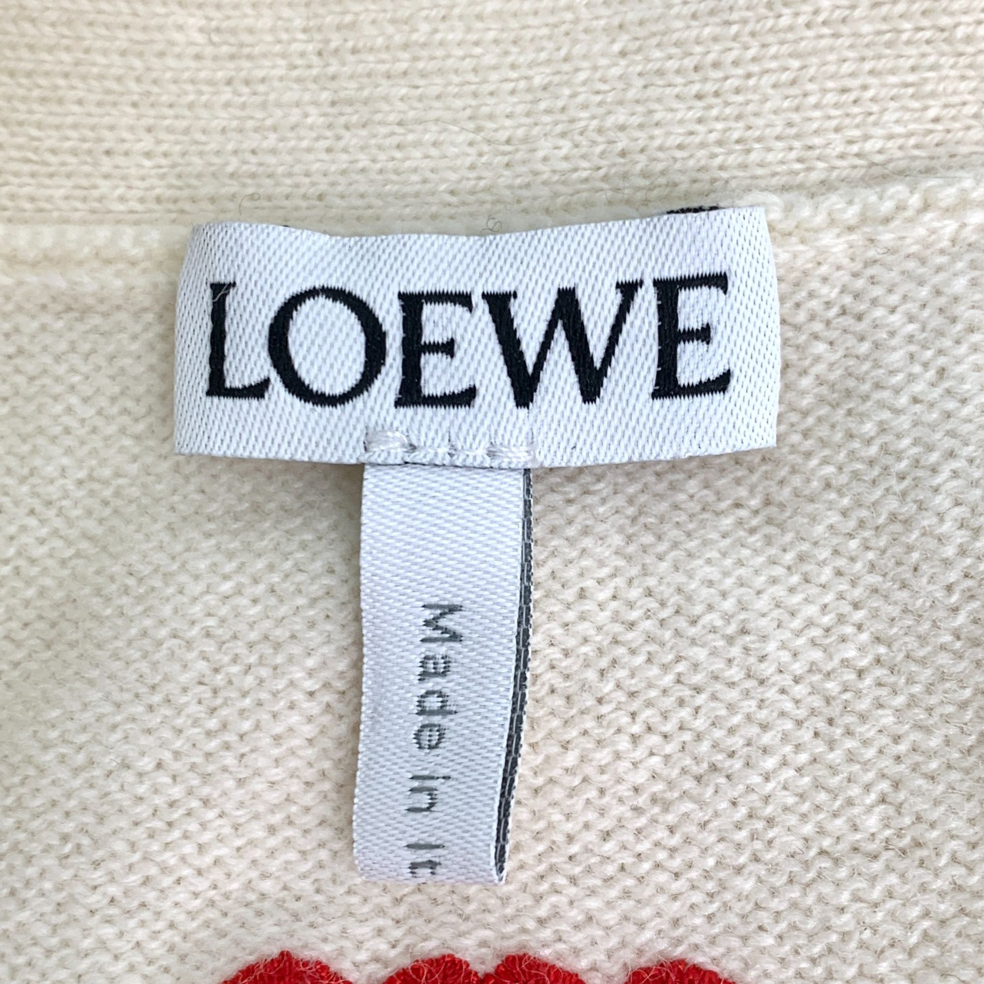 Loewe Loewe Beige Logo Embroidered Wool V-Neck Cardigan (Size XS) Size XS / US 0-2 / IT 36-38 - 3 Thumbnail