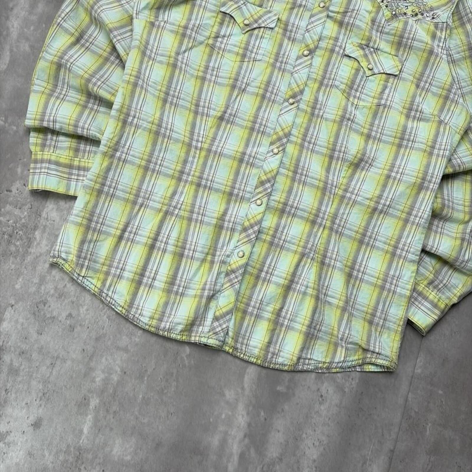Wrangler Y2K Rock 47 By Wrangler Grunge Plaid Long Sleeve Shirt Size XL / US 12-14 / IT 48-50 - 5 Thumbnail