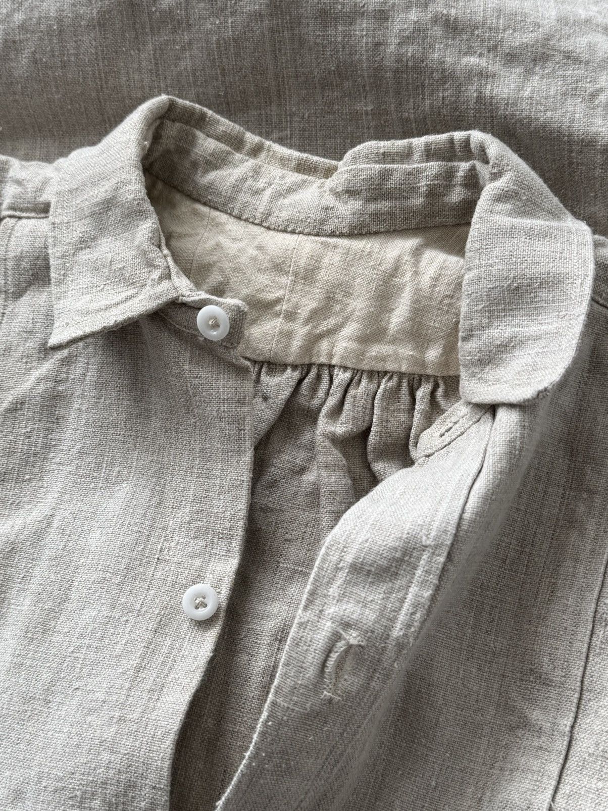 Japanese Brand ≈1880s Antique French Peasant Work Linen Smock Shirt Size US M / EU 48-50 / 2 - 6 Thumbnail