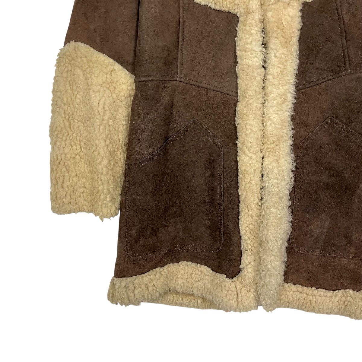 Japanese Brand Vintage Genuine Sheepskin Suede Leather Shearling Coat Size S / US 4 / IT 40 - 3 Thumbnail
