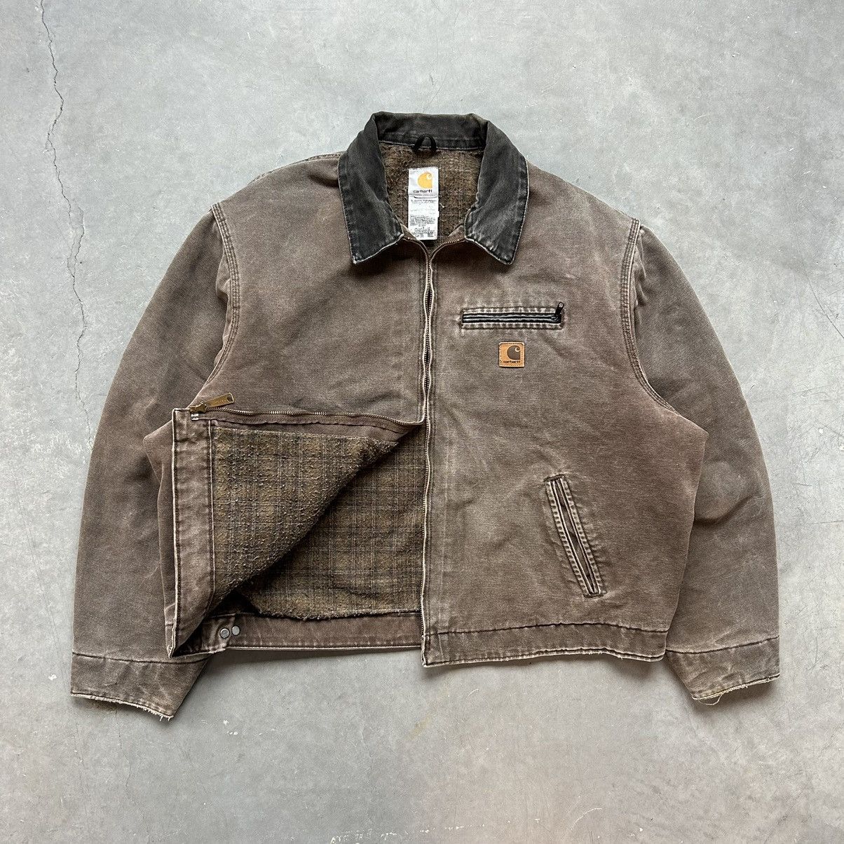 image of Carhartt J97 Detroit 90's Faded Brown Work Jacket in Chocolate, Men's (Size 2XL)