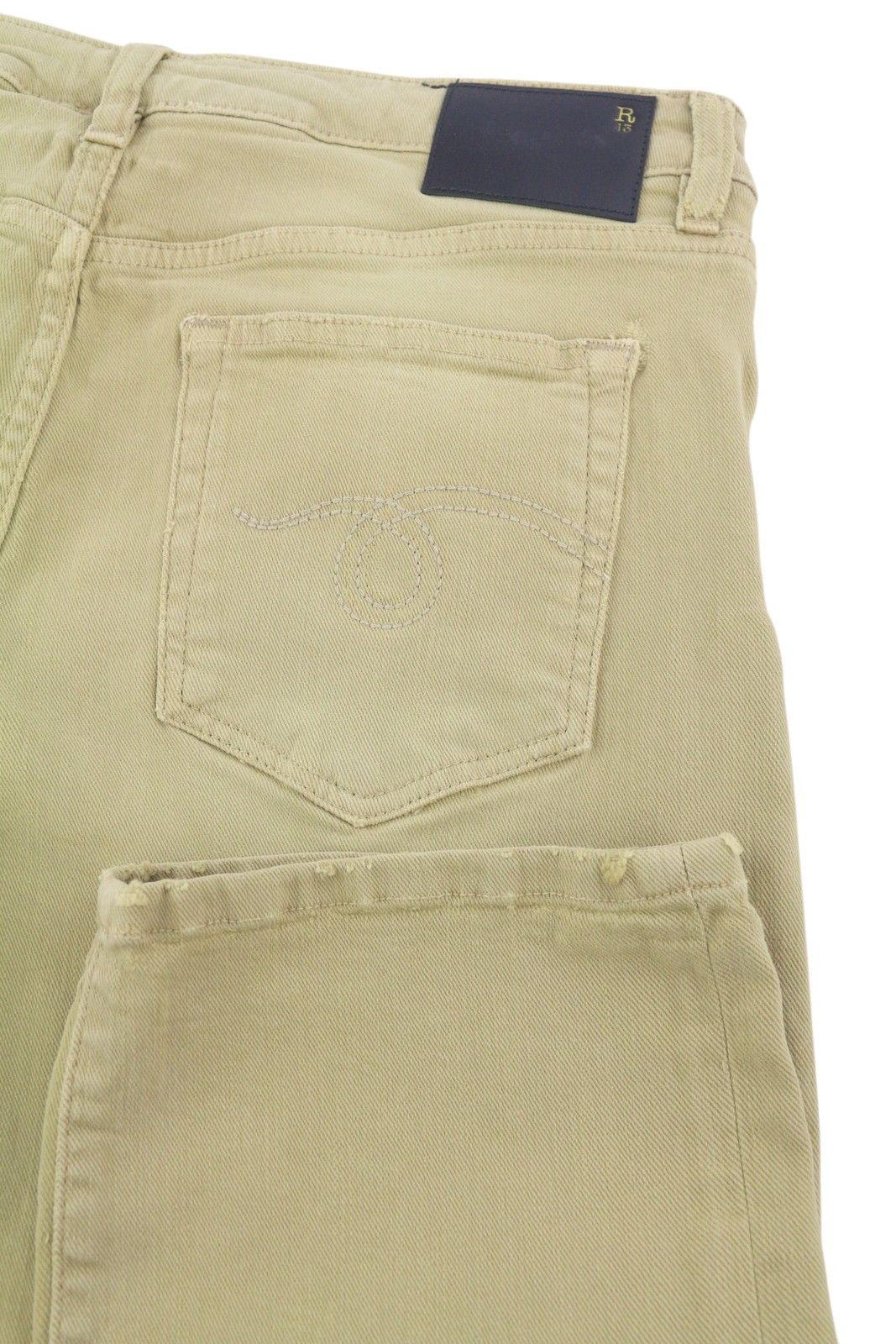 R13 BOY STRAIGHT 30 Khaki Stretch Washed Ankle Casual 86312 Size 30" / US 8 / IT 44 - 6 Thumbnail