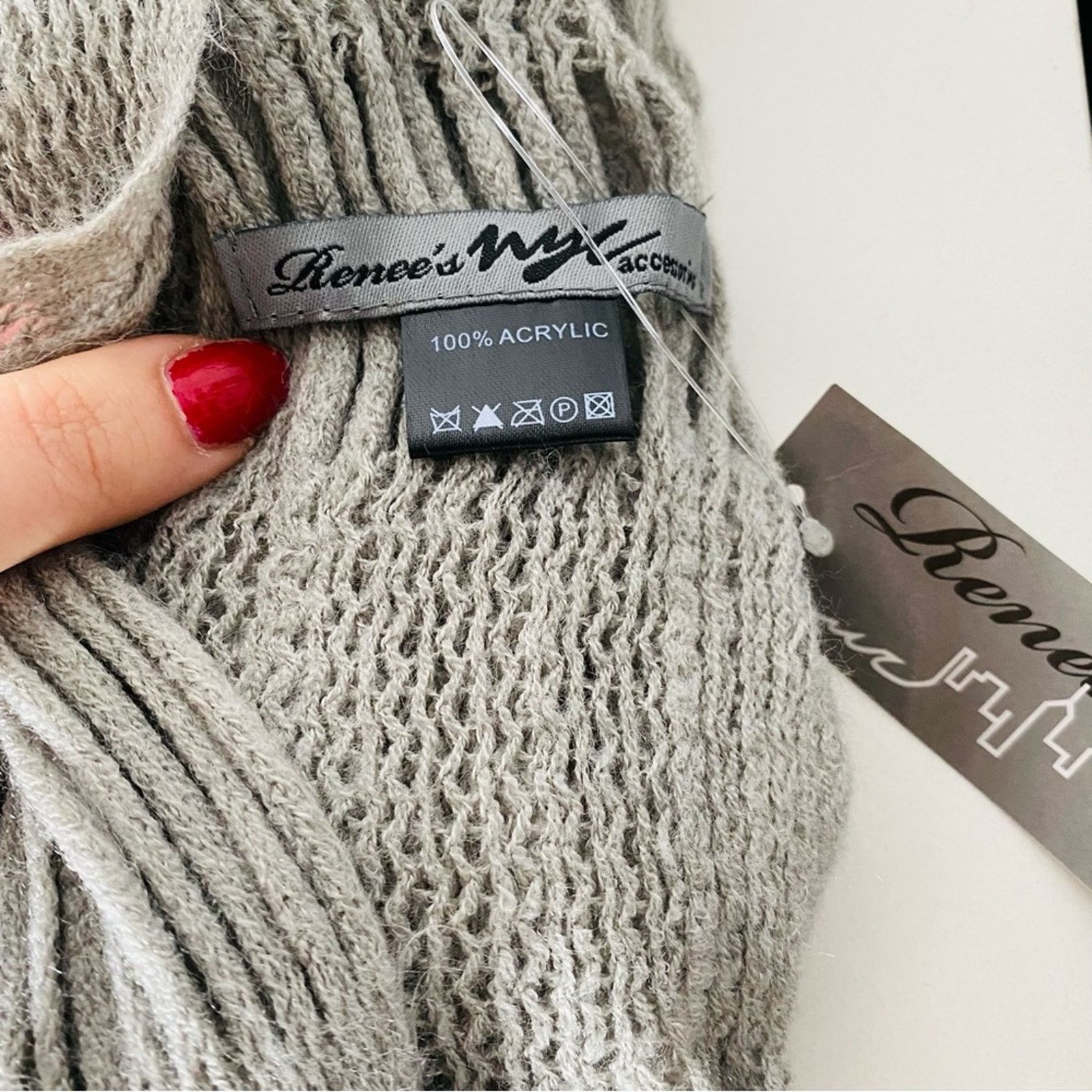 Nordstrom NEW NORDSTROM Grey Silver Chunky Open Knit Tassel Scarf Wrap Size ONE SIZE - 5 Thumbnail