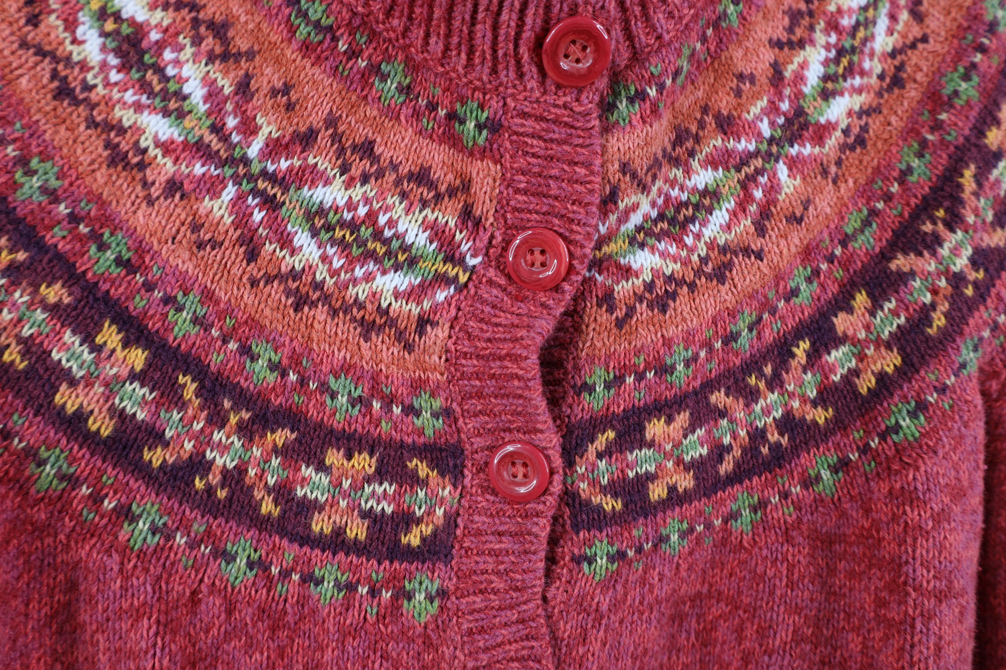 Vintage Vintage 90s Streetwear Fair Isle Knit Cardigan Sweater Size L / US 10 / IT 46 - 4 Thumbnail