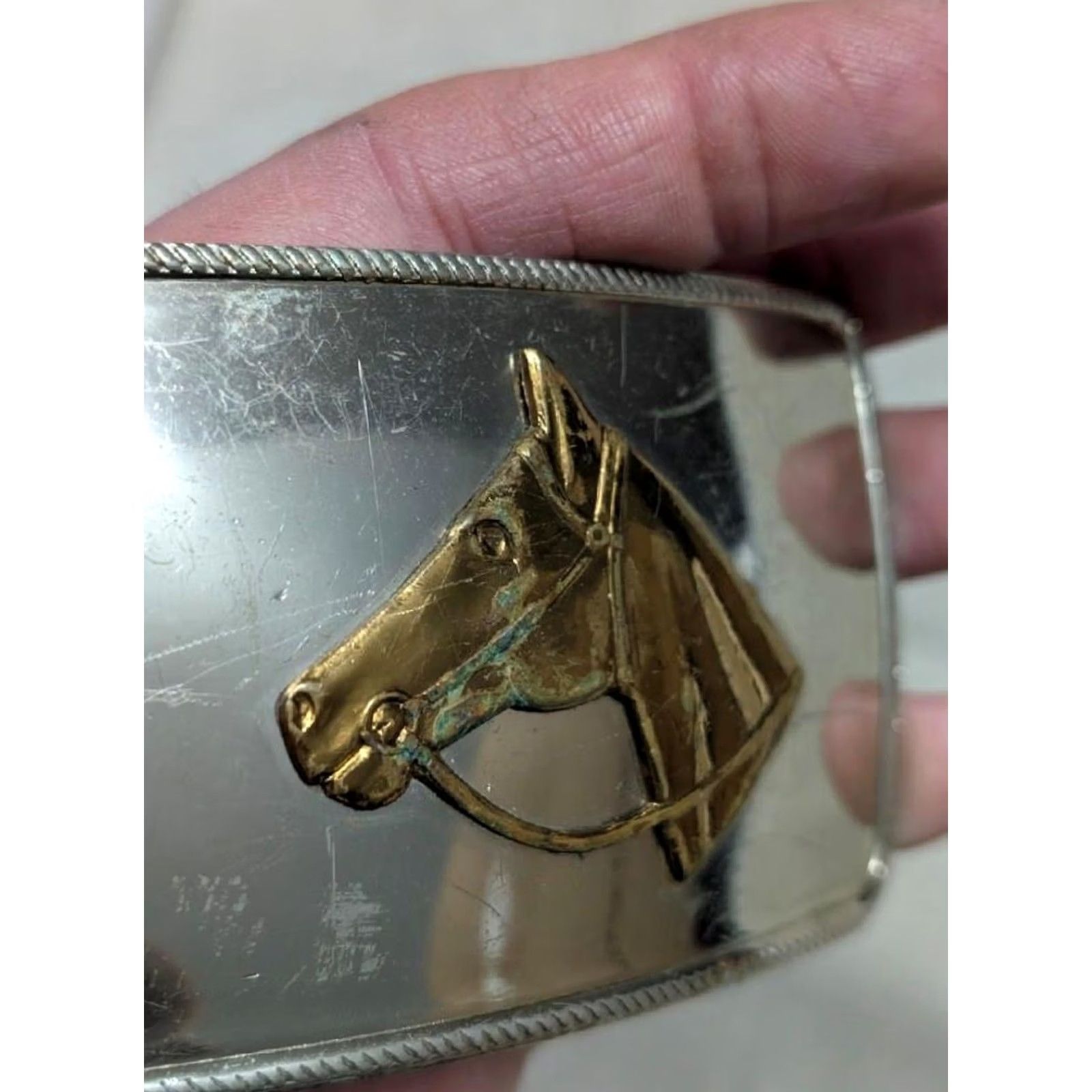 Vintage VINTAGE HORSE HEAD belt buckle MEN Western 1970s Nickel Silver rodeo cowboy belt buckle XS Size ONE SIZE - 3 Thumbnail