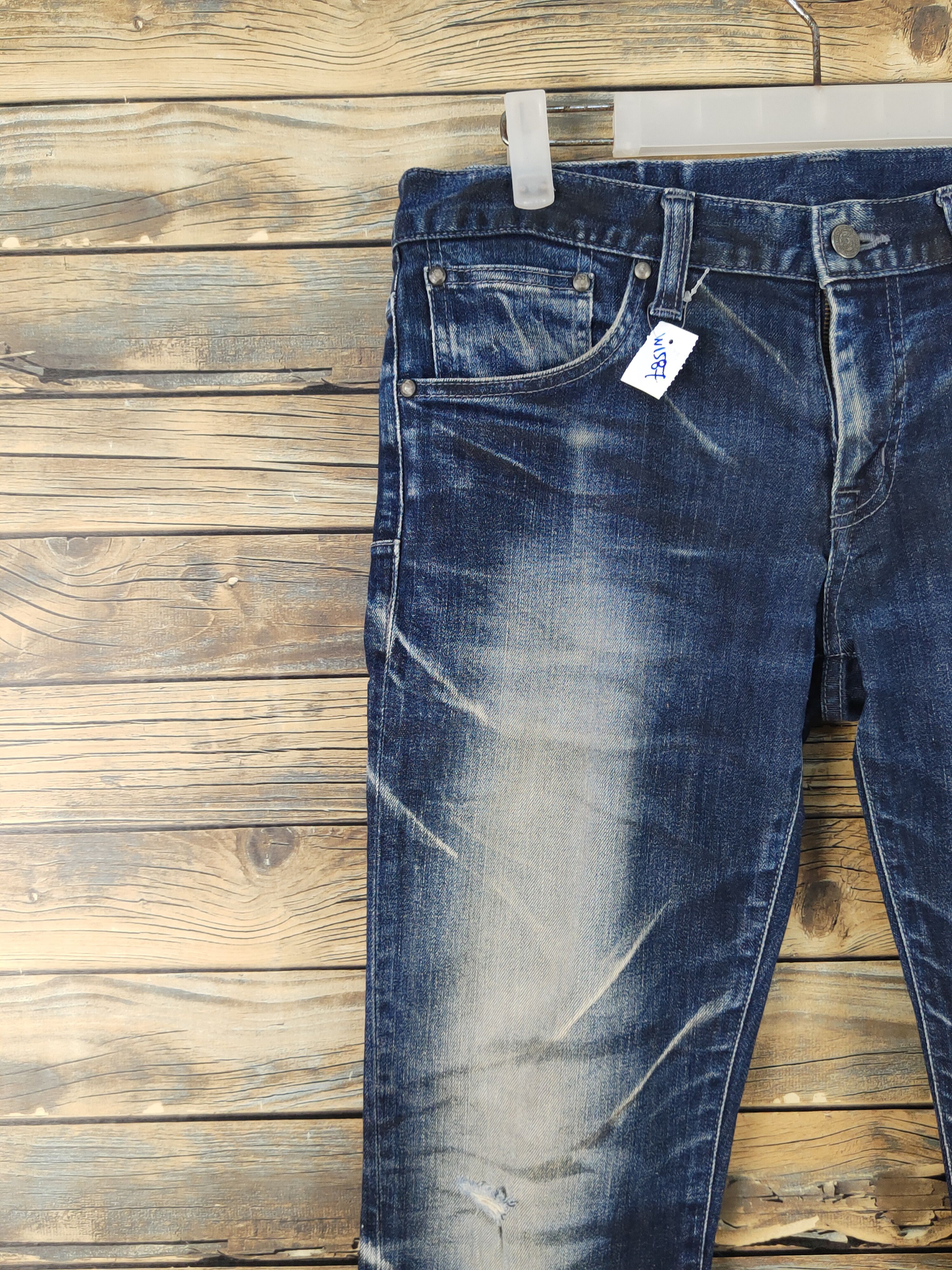 Tornado Mart Tornado Mart Dark Blue Distressed Ripped denim Jeans #W1587 Size US 32 / EU 48 - 3 Thumbnail