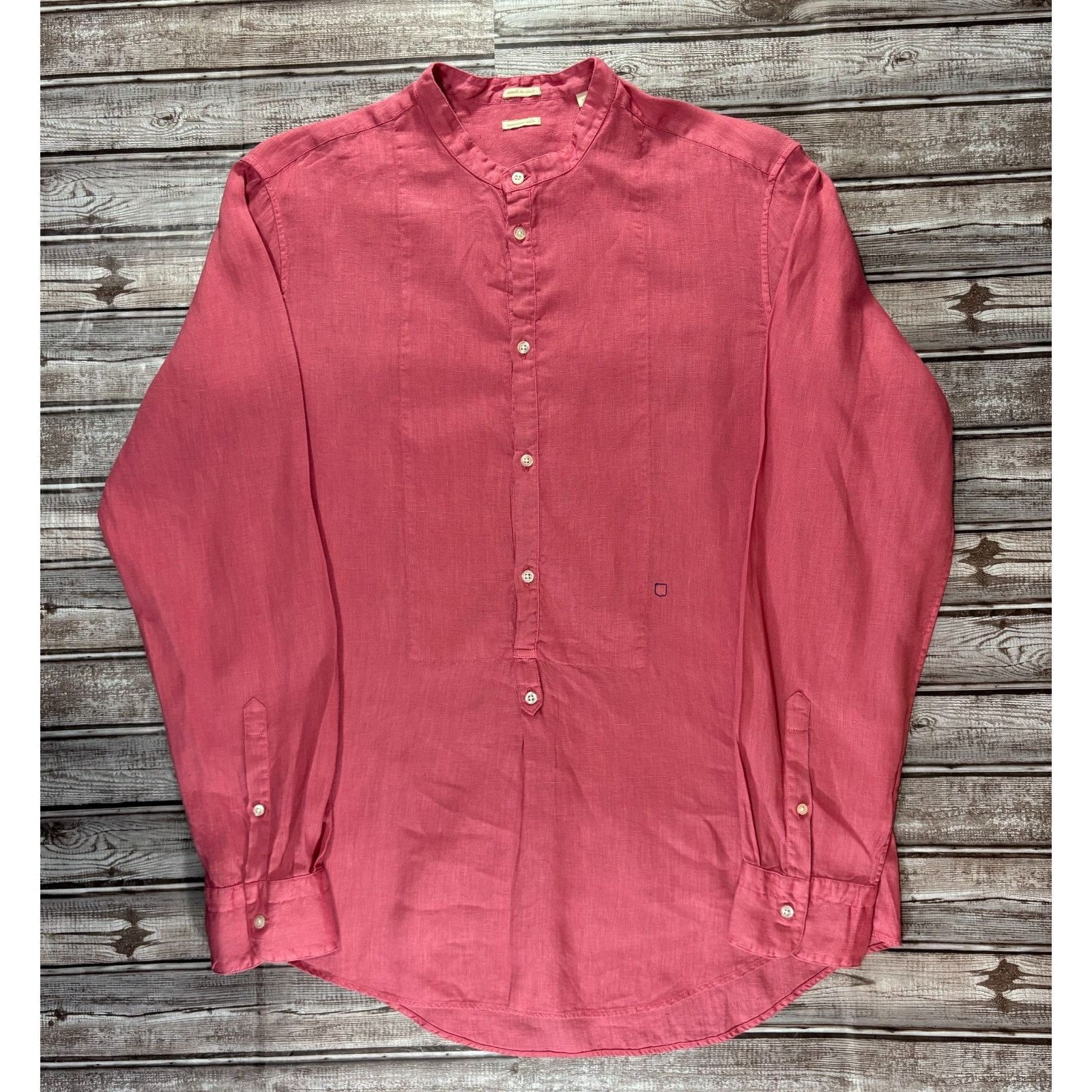 Massimo Alba MASSIMO ALBA Kos Band Collar linen shirt sz M color pink Mad Size US M / EU 48-50 / 2 - 1 Thumbnail