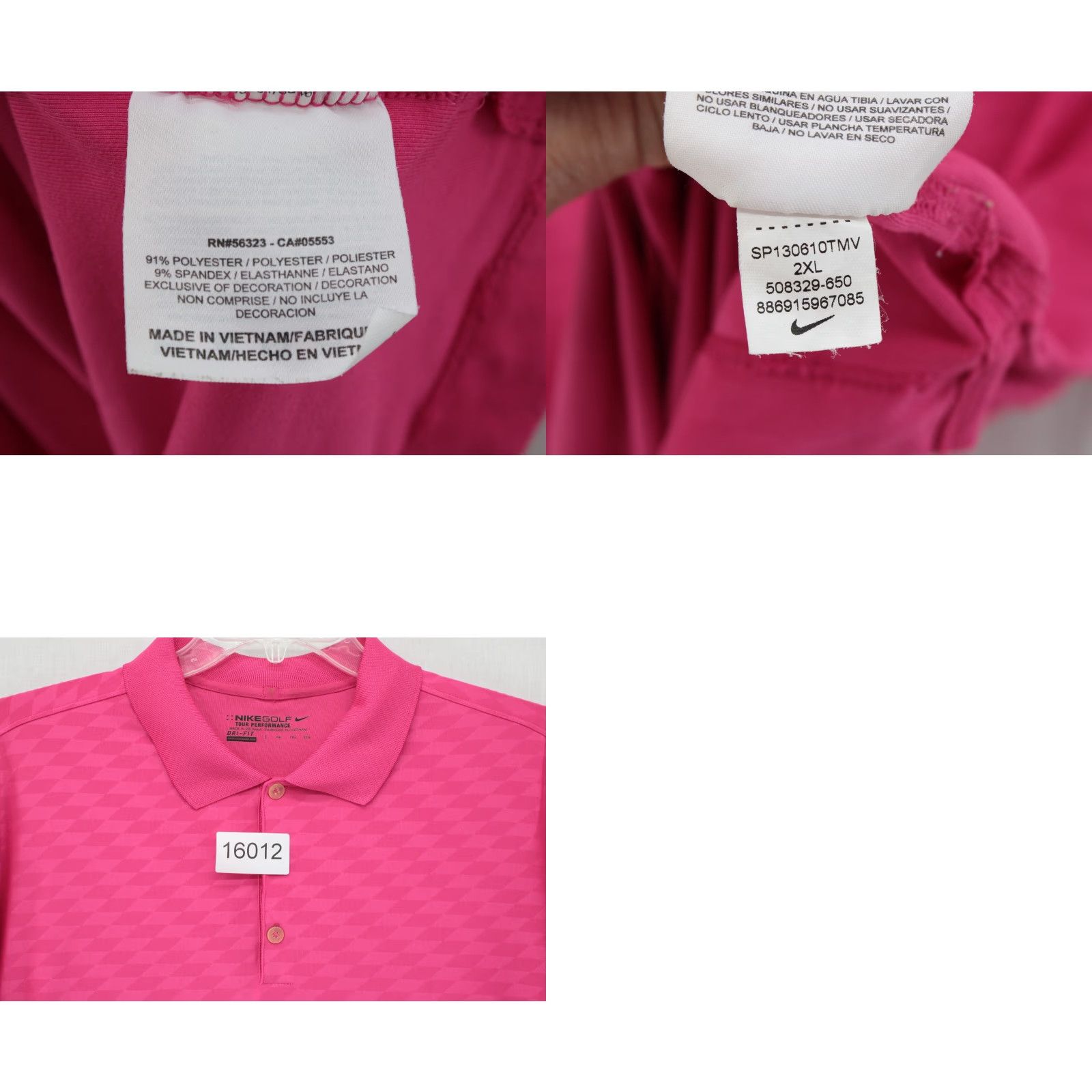 Nike Nike Golf Polo Shirt Mens XXL Pink Diamond Argyle Tour Performance Short Sleeve Size US XXL / EU 58 / 5 - 8 Thumbnail