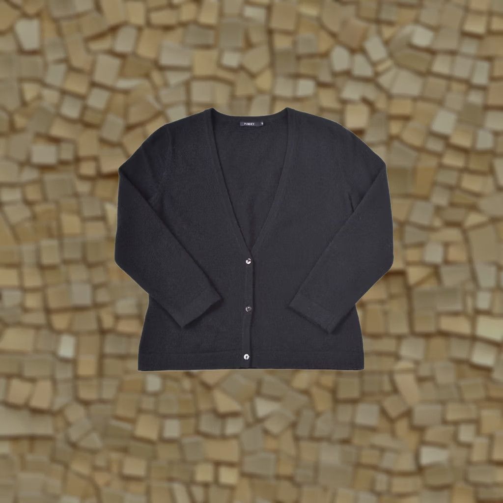 Vintage Purdey Cardigan Sweater W's Dark Navy Size S, Lambswool Angora Blend, 70% Lambswool 20% Angora 10% Polyamide, CP1966B, Blue, Women's Cardigan, Size S Size S / US 4 / IT 40 - 1 Thumbnail