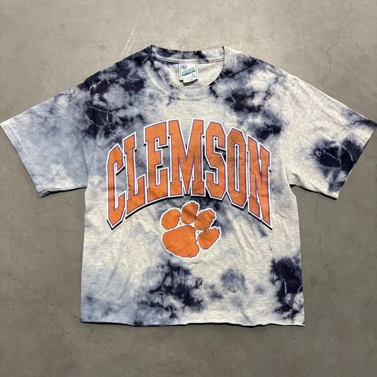 Japanese Brand × Vintage Crazy Vintage Y2K/2000s Clemson Tigers Tie Dye Cropped Graphic Tee Shirt! Size US M / EU 48-50 / 2 - 1 Thumbnail