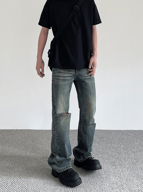 Japanese Brand × Jean American high street retro distressed cleanfit ripped jeans Size US 32 / EU 48 - 2 Thumbnail
