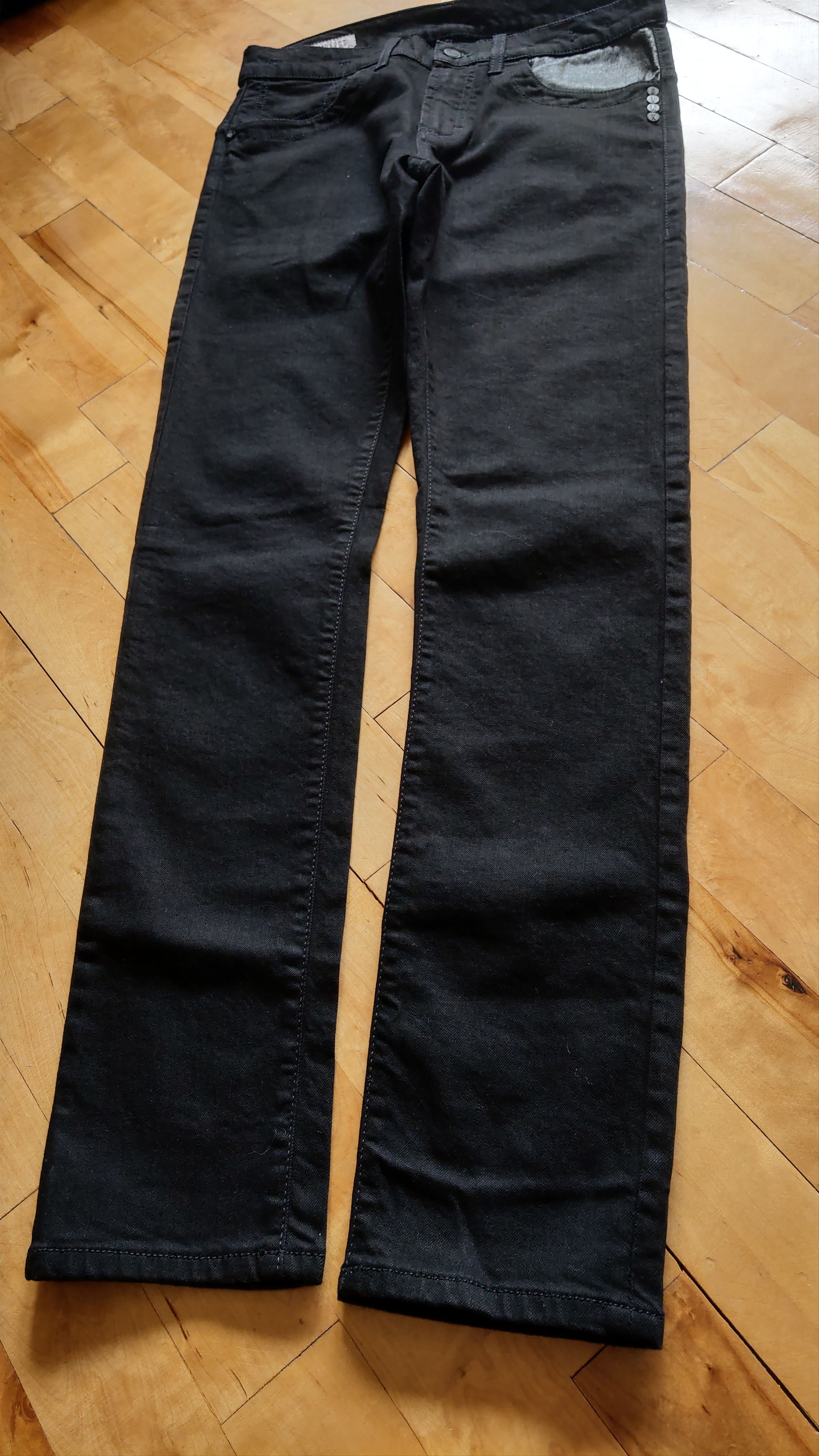 Dirk Bikkembergs Leather Pocket Pants BIKK Skinny Stacked Premium Denim goth Size US 31 - 18 Thumbnail