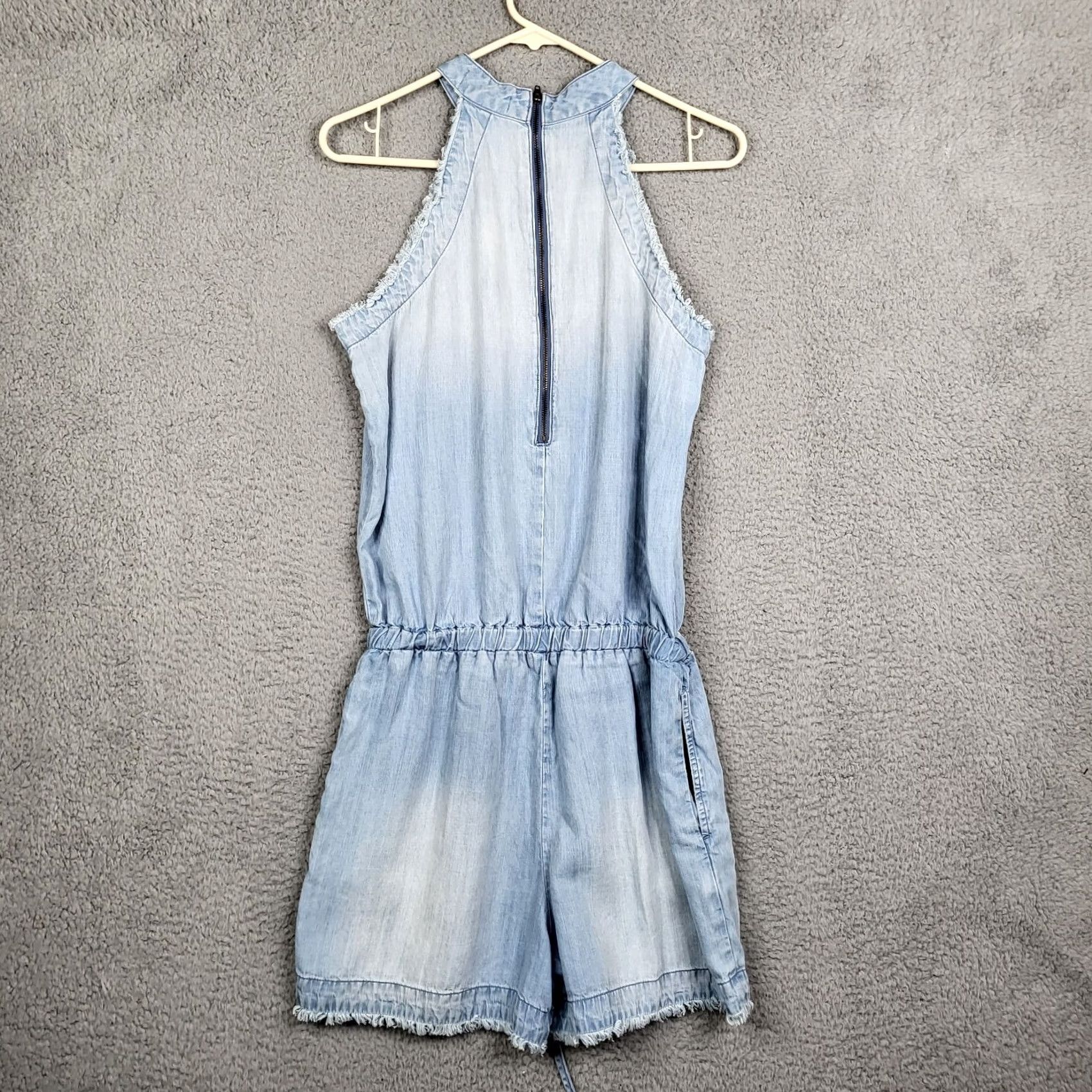 CLOT CLOTH & STONE Women's Button up sleeveless Jumpsuit Size S Blue Chambray Tencel One-Piece Casual Regular Sleeveless Button Up Size 28" / US 6 / IT 42 - 7 Thumbnail