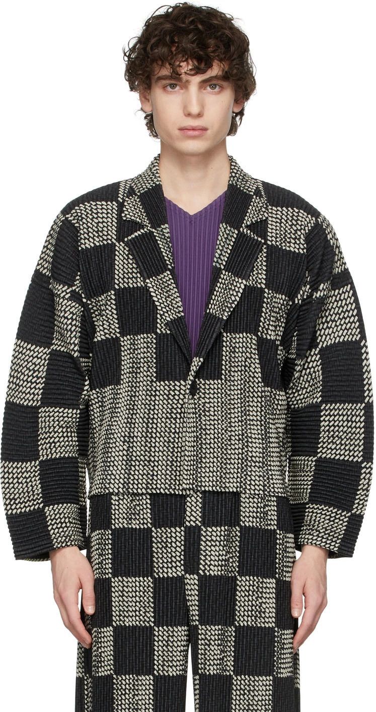 Homme Plisse Issey Miyake o1tko10426 Pleated Cropped Basket Jacket in Black Size US L / EU 52-54 / 3 - 1 Thumbnail