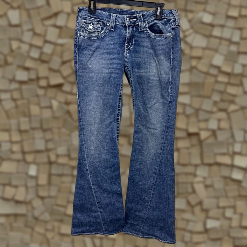 True Religion True Religion Women's Jeans Size 29 Blue Distressed Flared Denim Low Rise Size 29" - 1 Thumbnail
