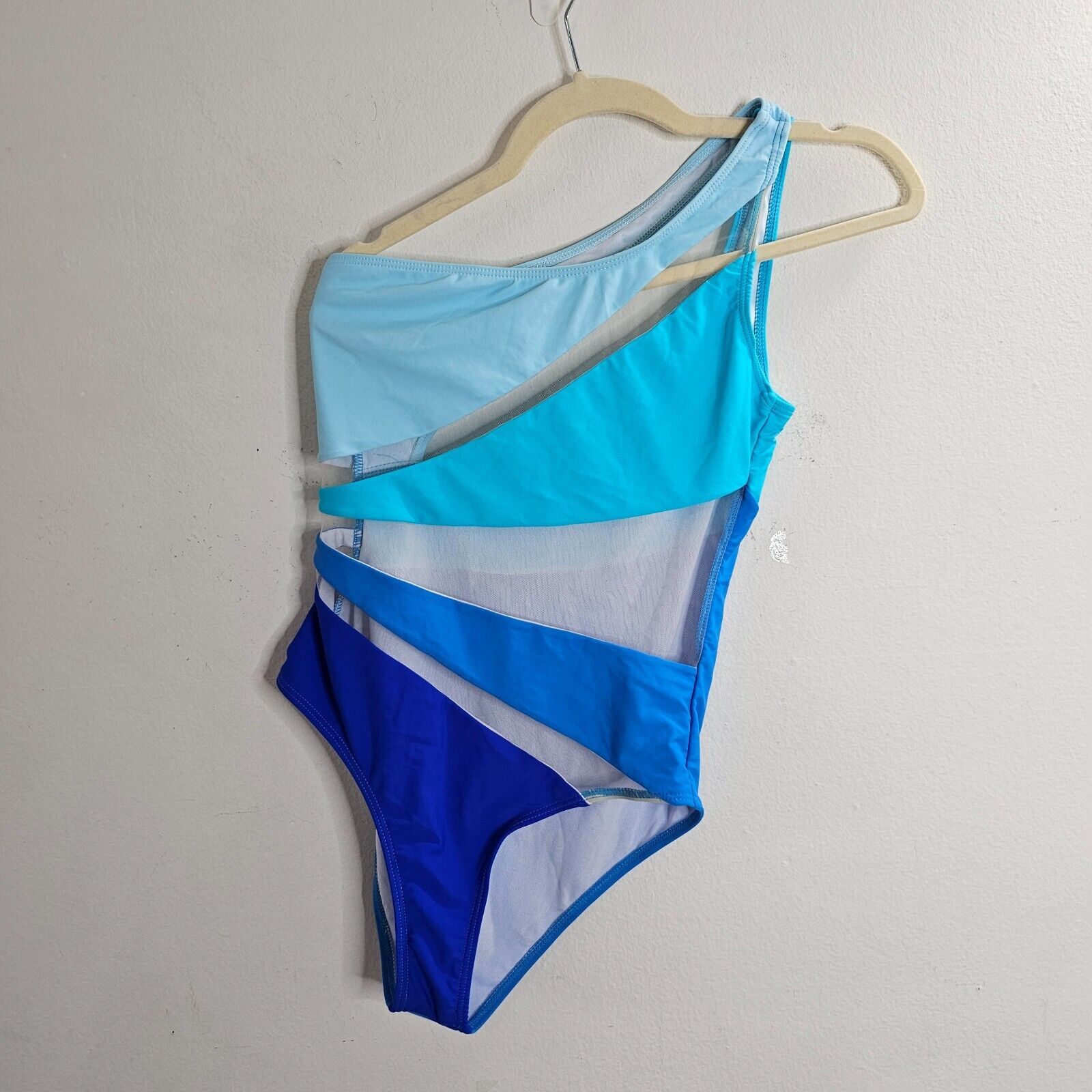 Other Blue & Teal Sheer Design One Shoulder Swim Suit One Piece S Size ONE SIZE - 2 Thumbnail