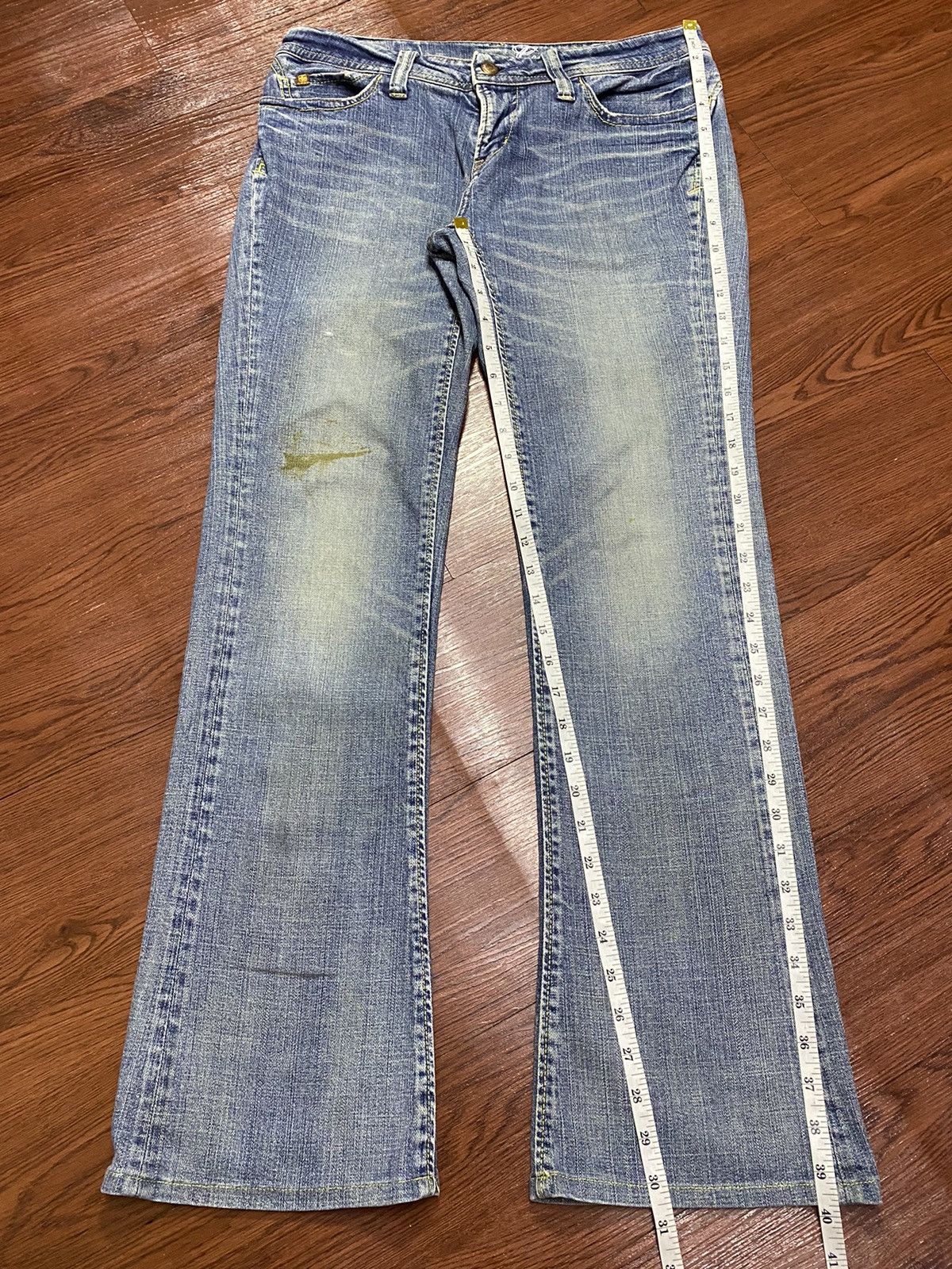 Japanese Brand Vintage Geogia Love Big John Faded Wash Flare Jeans Size 32" / US 10 / IT 46 - 13 Thumbnail