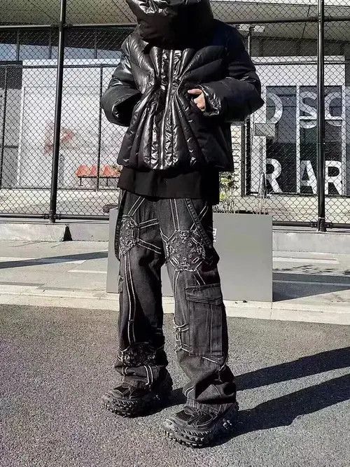 Japanese Brand Black heavyweight street hip hop bootcut jeans Size US 32 / EU 48 - 6 Thumbnail