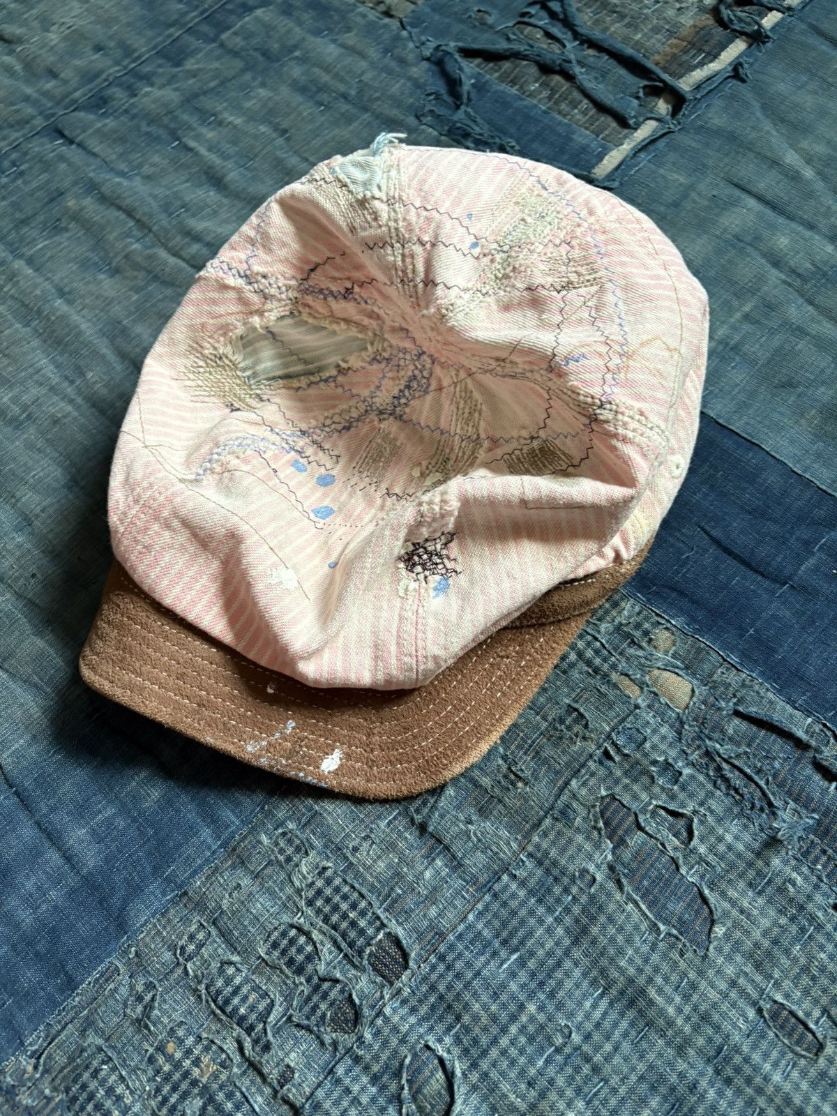 Kapital Kountry kapital patchwork cap hat pink stripe Size ONE SIZE - 3 Thumbnail