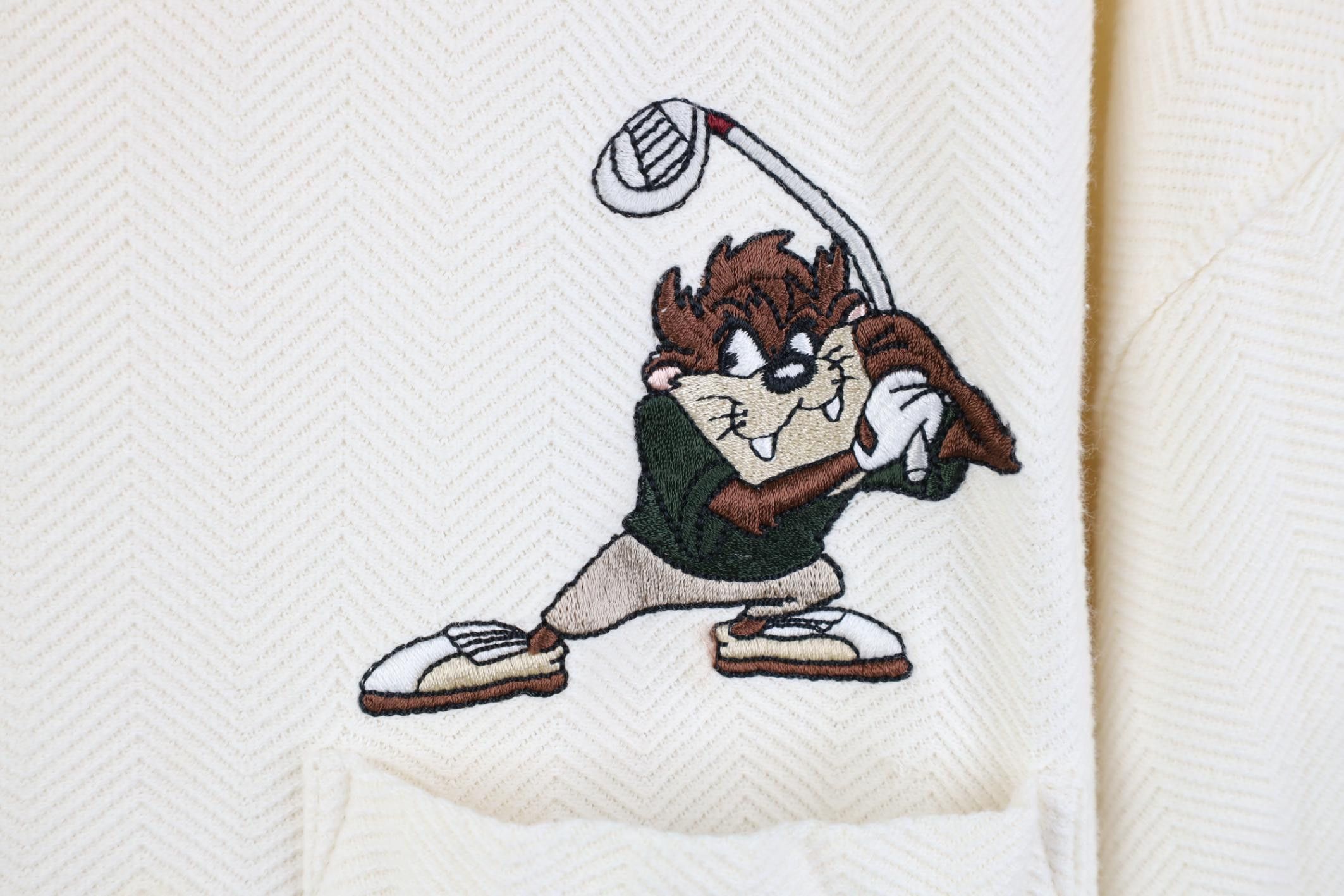 Vintage Vintage 90s Looney Tunes Tazmanian Devil Golf Knit T-Shirt Size US XXL / EU 58 / 5 - 4 Thumbnail