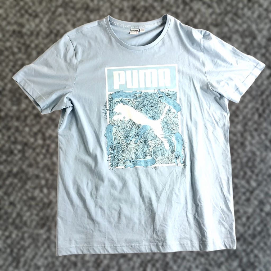 Puma Puma Sport Lifestyle Blue Graphic Logo Pullover T-Shirt Mens Size Large S16 Size US L / EU 52-54 / 3 - 1 Thumbnail