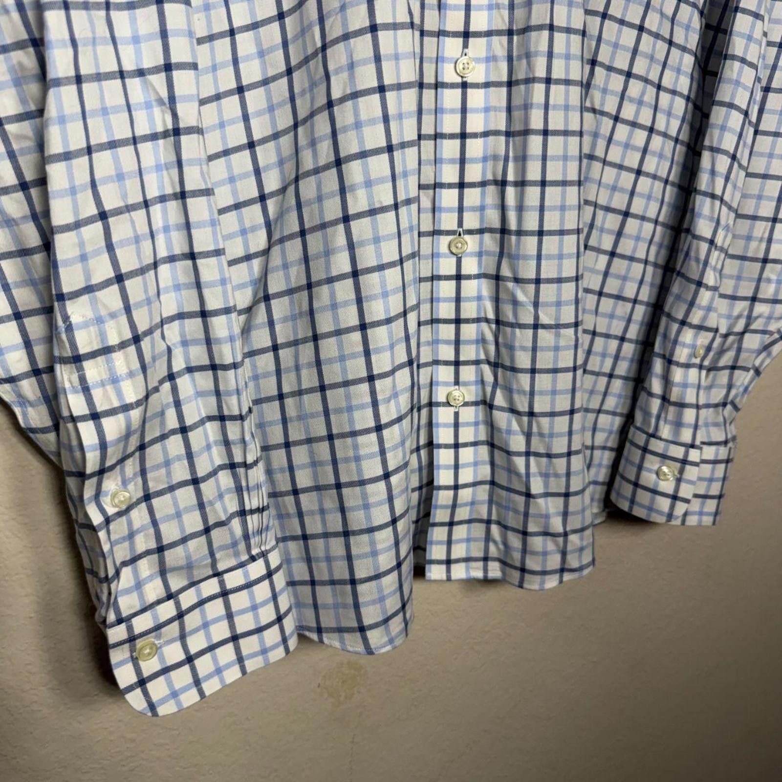 Brooks Brothers Brooks Brothers Mens XL Blue White Noniron Long Sleeve Plaid Size US XL / EU 56 / 4 - 4 Thumbnail