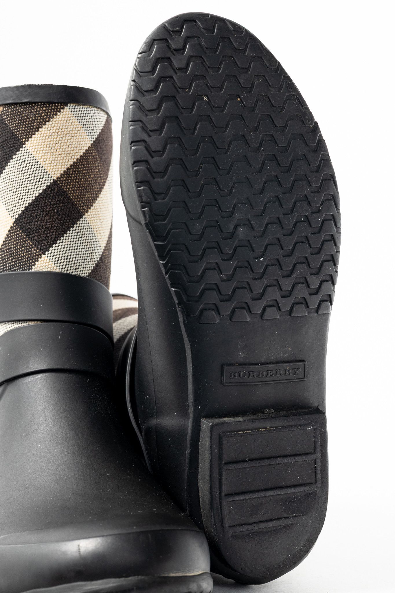 Burberry Burberry Holloway Canvas Check Rubber Mid-Biker Rain Boots Size US 6.5 / IT 36.5 - 5 Thumbnail