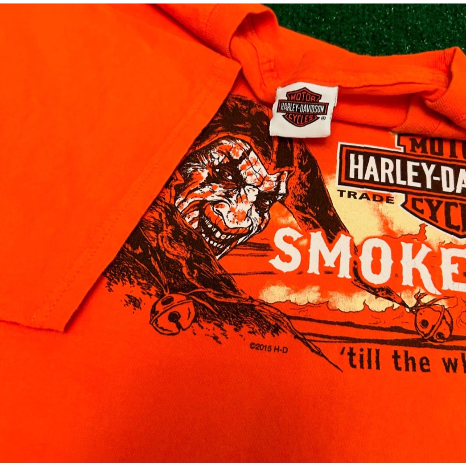 Harley Davidson VINTAGE Harley-Davidson Shirt Mens 2XL Orange Flame Joker Biker Montana Y2K 2015 90s Grunge Punk Motorcycle Logo VINTAGE (Note: duplication avoided) Size US XXL / EU 58 / 5 - 3 Thumbnail