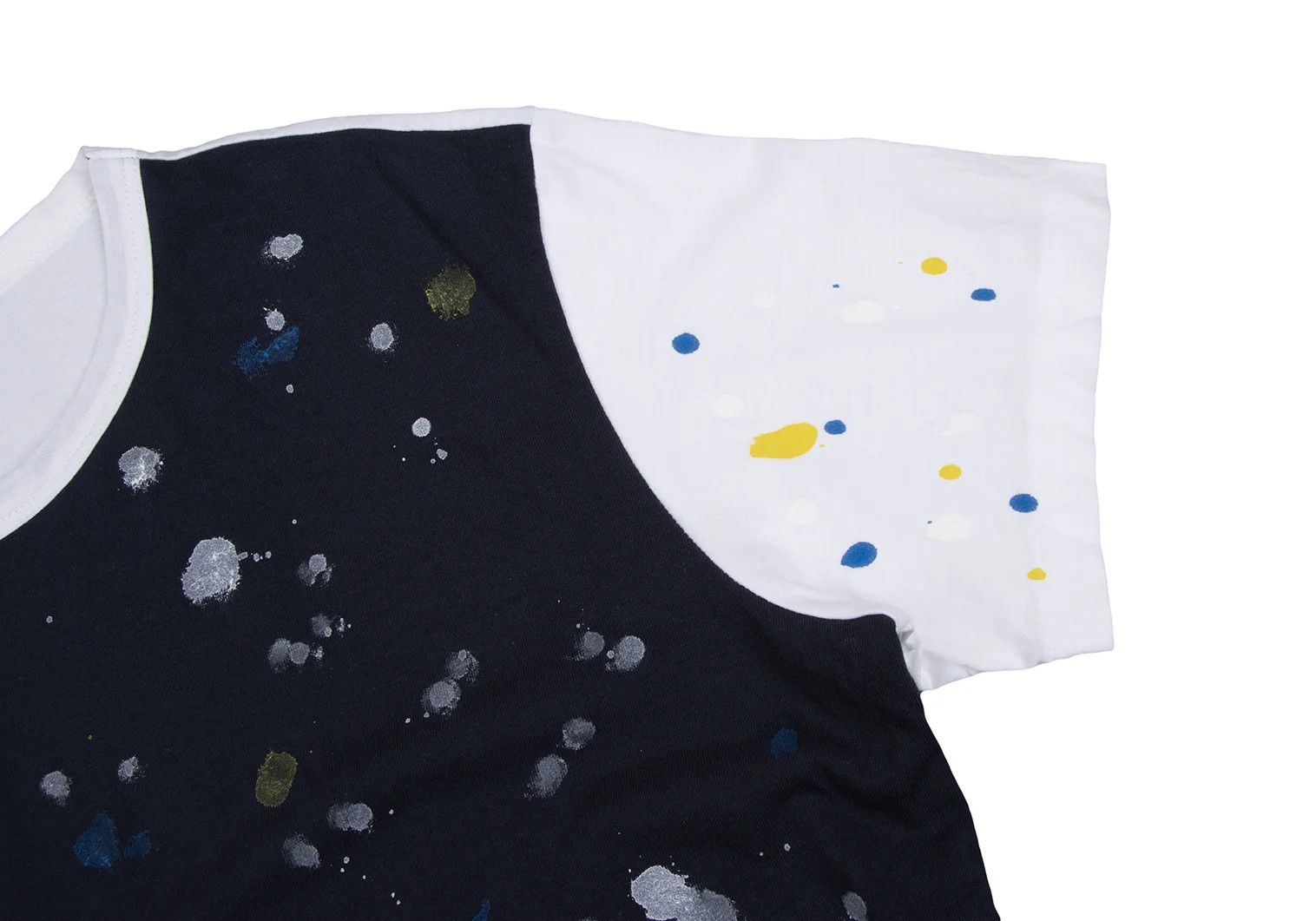 Jean Paul Gaultier Paint Print Cut T-Shirt in White and Navy for Men Size US M / EU 48-50 / 2 - 5 Thumbnail