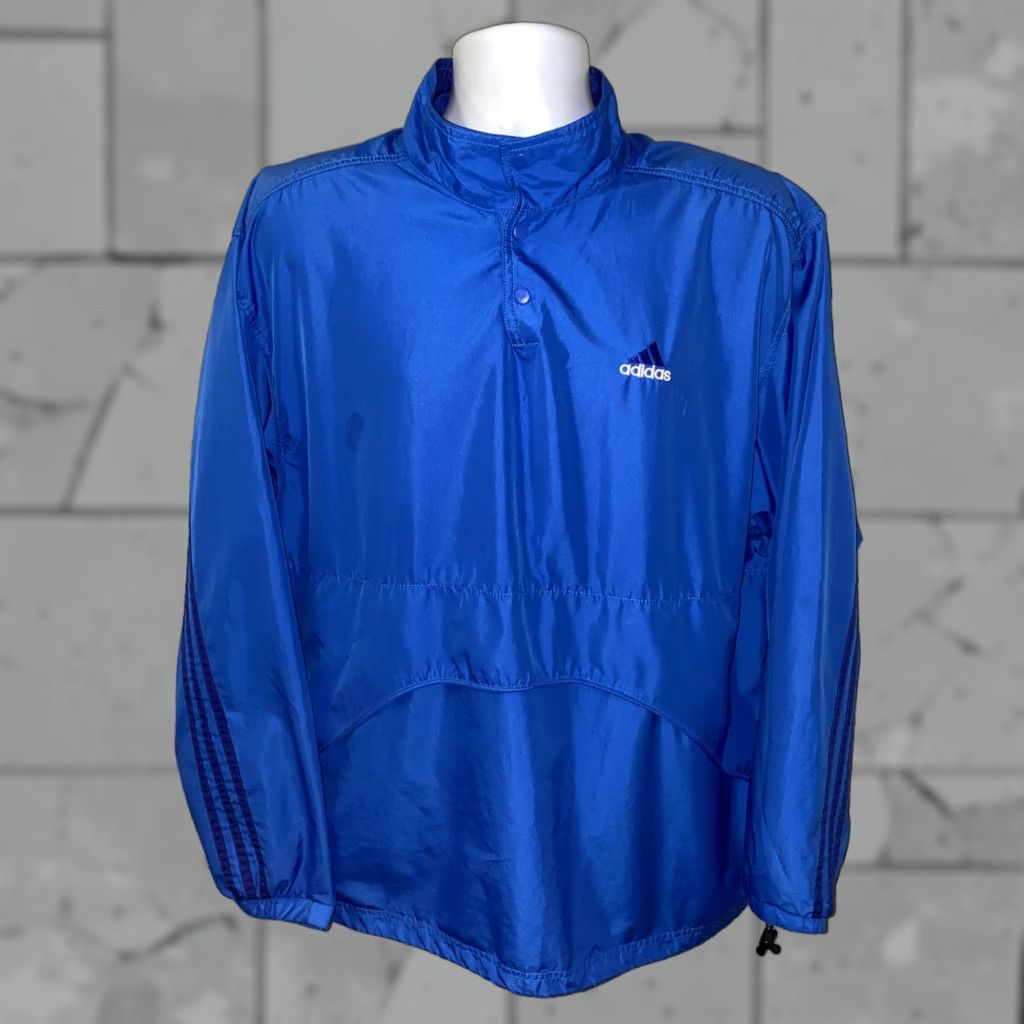 Adidas Adidas Mens Jacket Blue Polyester 1/2 Snap Pullover Size L Mens Blue Polyester 1/2 Snap Button Pullover Jacket L Size US L / EU 52-54 / 3 - 1 Thumbnail