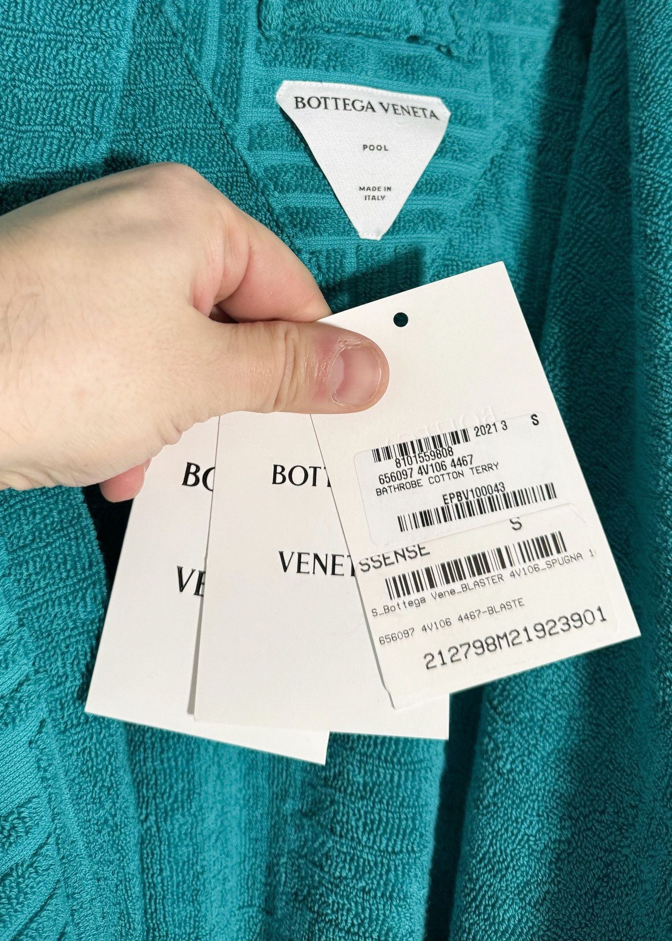 Bottega Veneta Bottega Veneta Pool Turquoise Intrecciato Terry Cloth Robe Size 32 - 6 Thumbnail