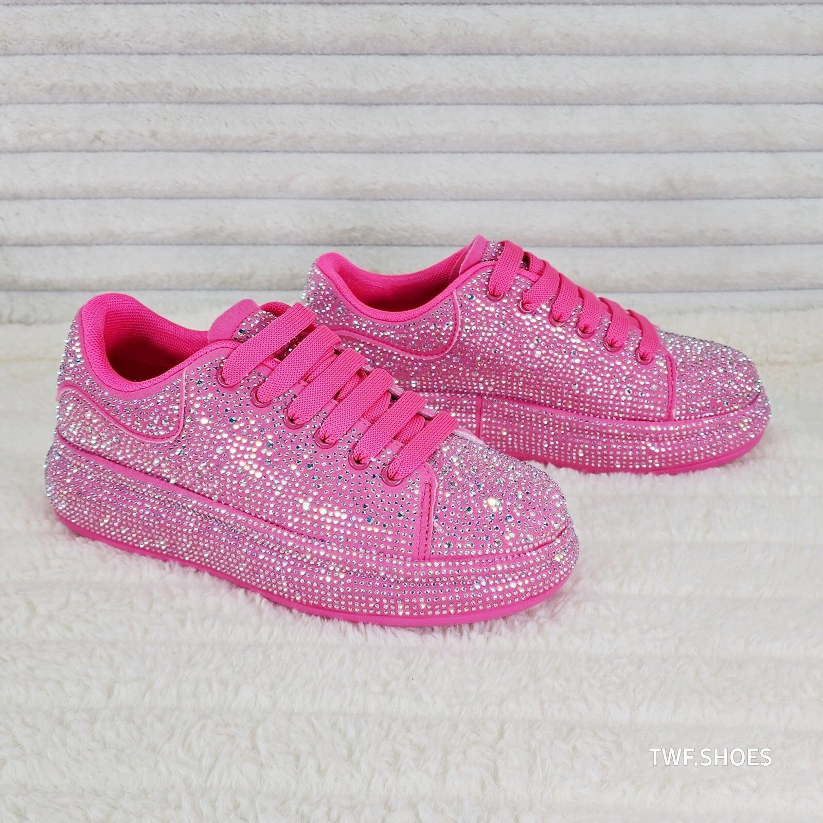 Other Dazzle Cush Bright Hot Pink Rhinestone Comfy Platform Sneake Size US 6 / IT 36 - 2 Thumbnail