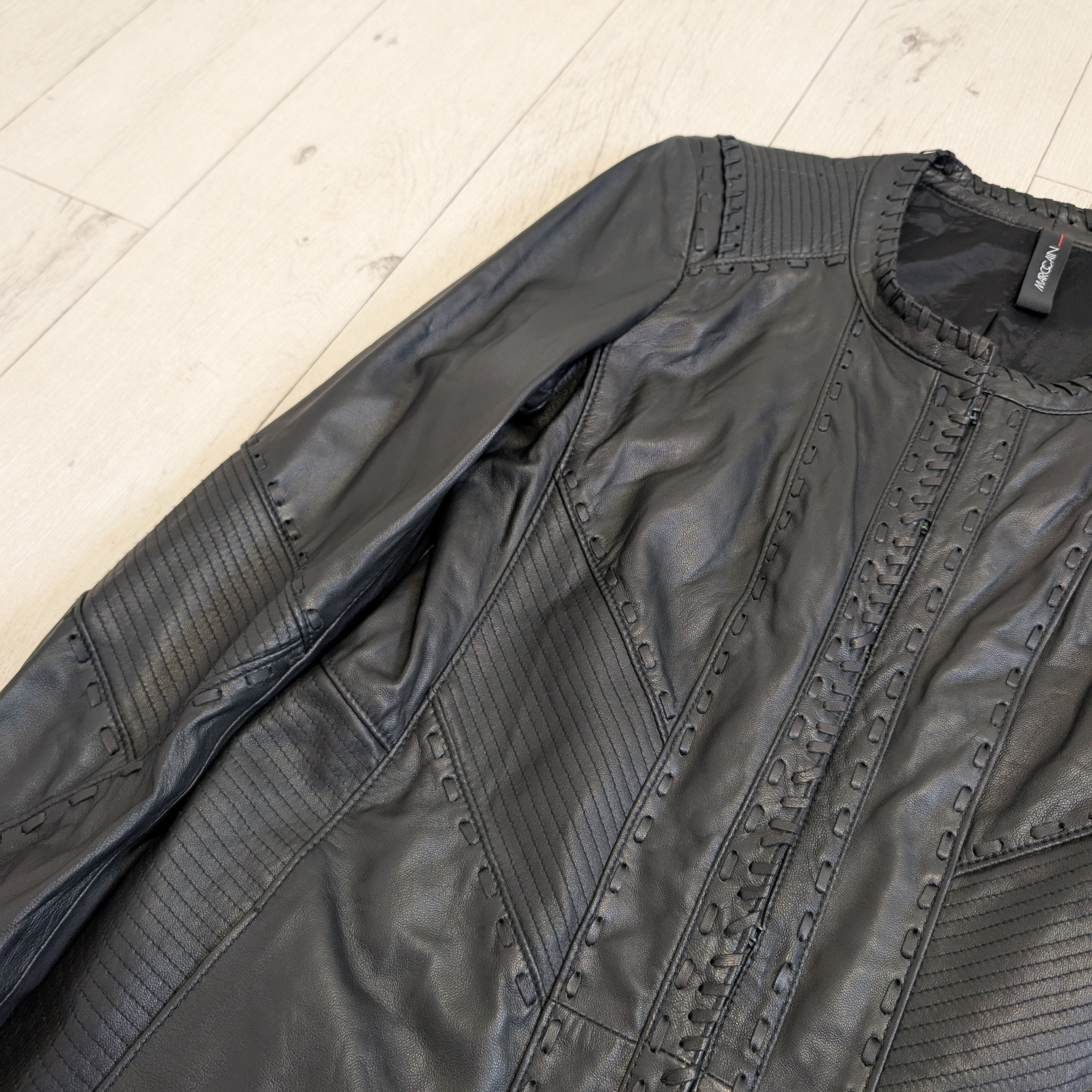 Genuine Leather Marc Cain Black Leather Long Coat Jacket Size N2 Colour 900 Size M / US 6-8 / IT 42-44 - 10 Thumbnail