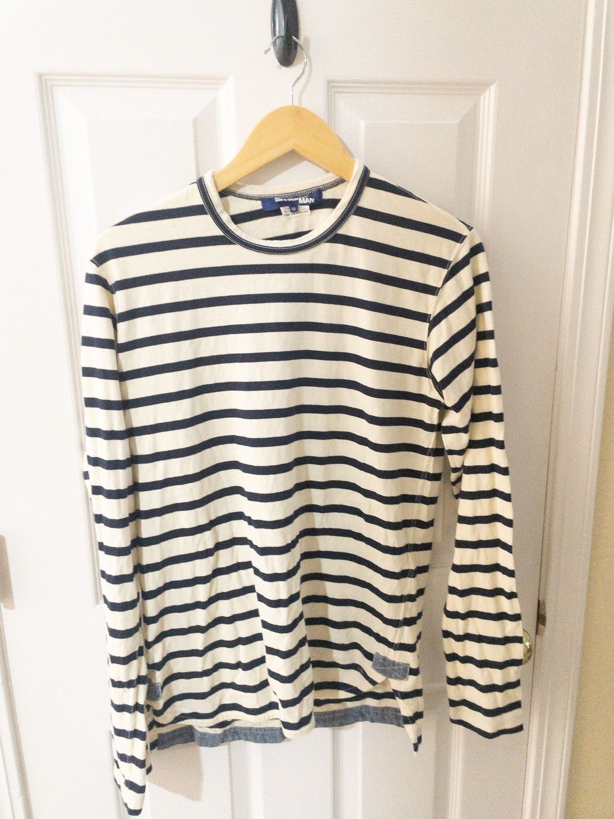 Junya Watanabe Striped White/Navy Long Sleeve T-Shirt Size US M / EU 48-50 / 2 - 1 Thumbnail