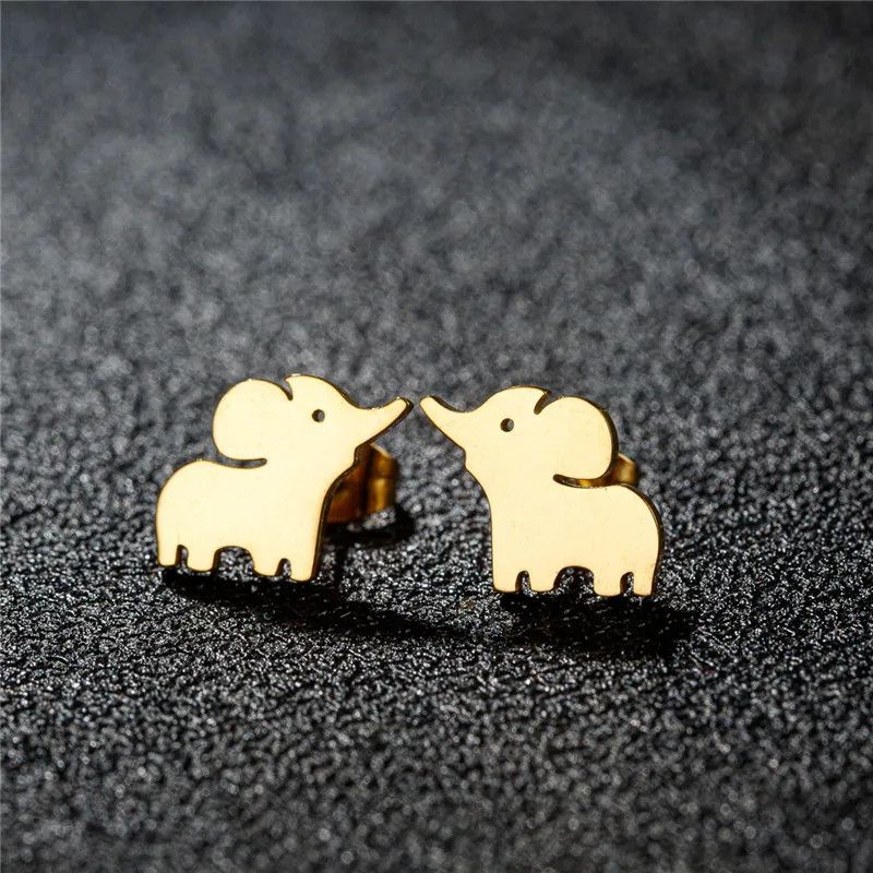 Jewelry Elephant Mini Stud Earrings Charm Earring Gift Size ONE SIZE - 1 Preview
