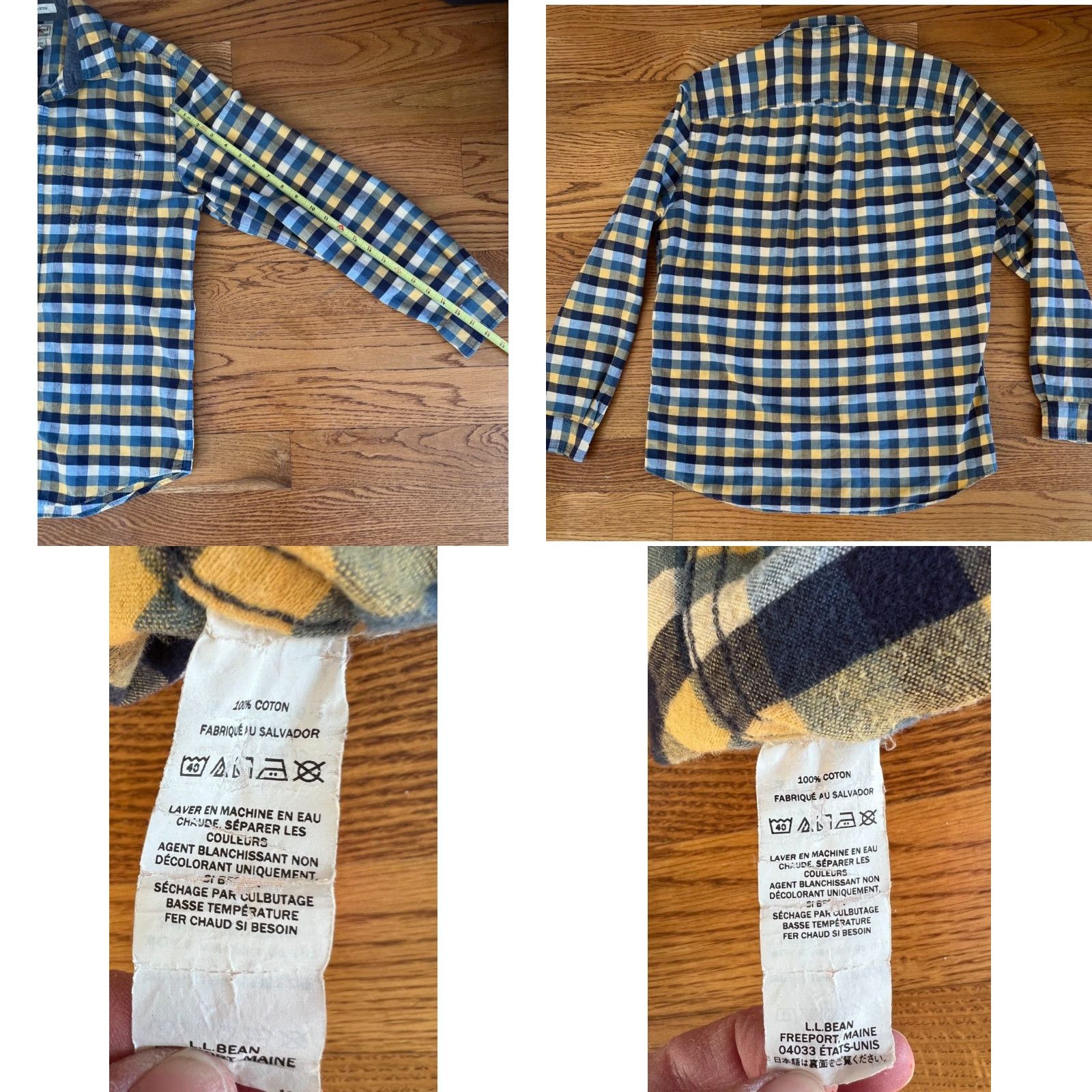 Vintage VINTAGE L.L. Bean Men’s Button-Up Shirt Long Sleeve Cotton Flannel Blue Yellow Plaid Adult Medium Size US M / EU 48-50 / 2 - 8 Thumbnail
