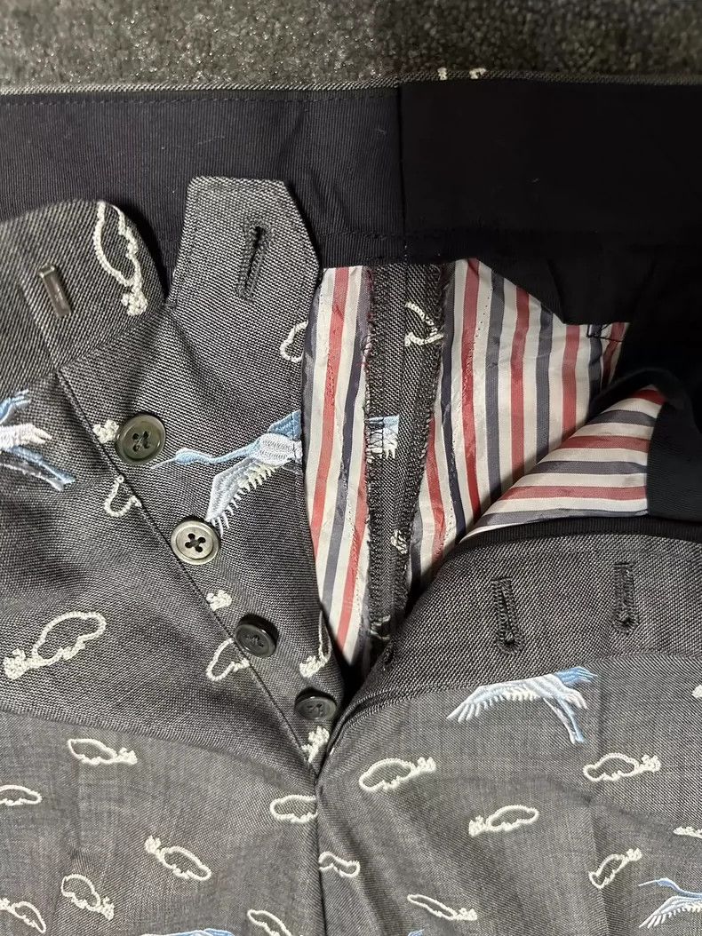 Thom Browne Thom Browne Size 1 Crane embroidered suit pants 2503-Nexta Size US 29 - 3 Thumbnail