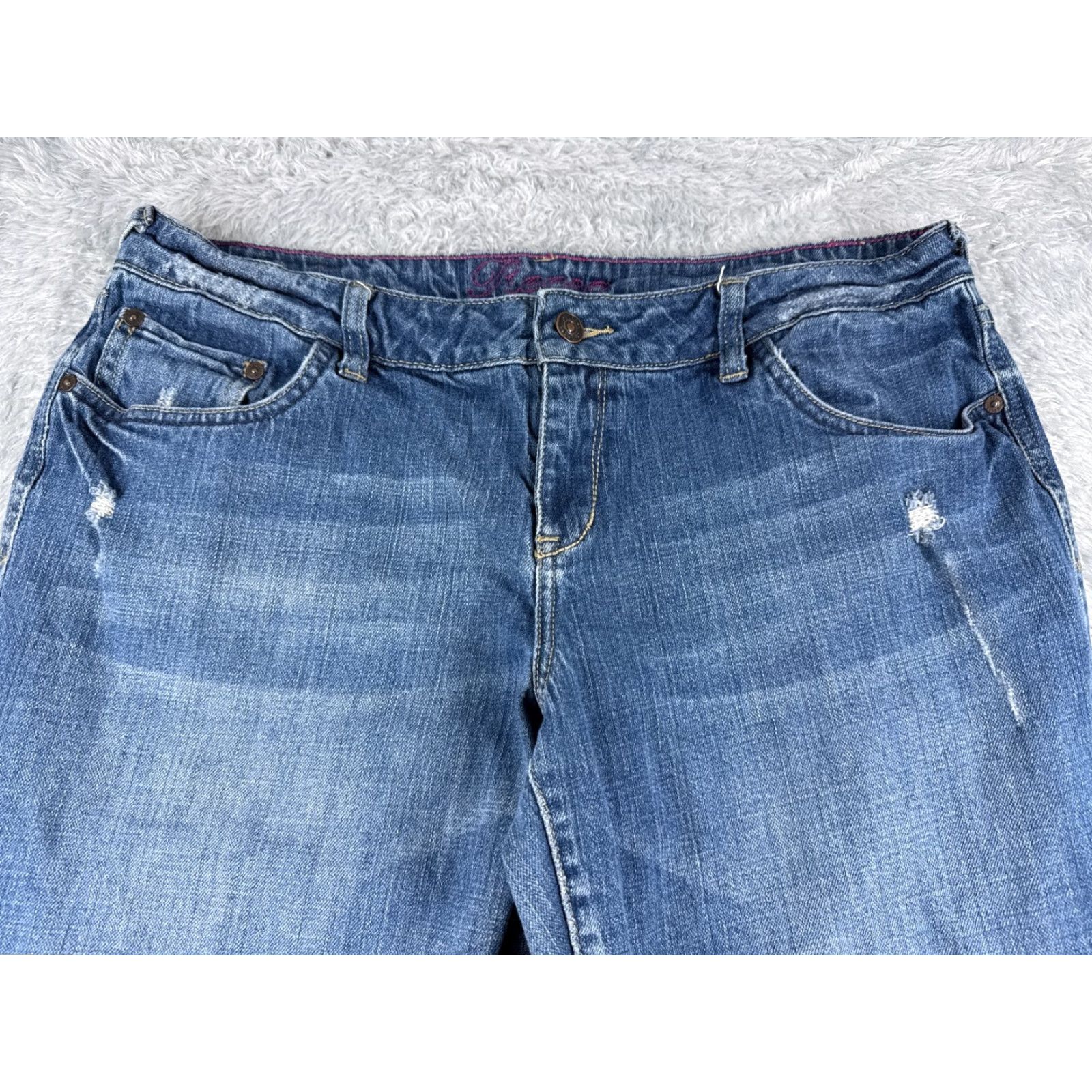 Denime dELiA*s Jeans Women's Blue Denim Bootcut 32x32 Mid Rise Distressed 5-Pocket Cotton Regular Size 15 Vintage No Size 36" / US 14 / IT 50 - 4 Thumbnail