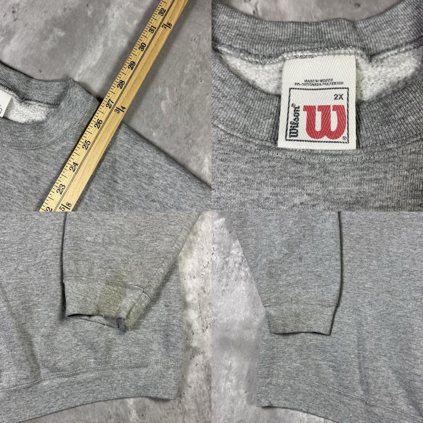 Wilson VINTAGE 90s Wilson Sweatshirt Crewneck Pullover Adult 2XL Gray Cotton Fleece Logo Graphic Print Muscles Mens Size US XXL / EU 58 / 5 - 8 Thumbnail
