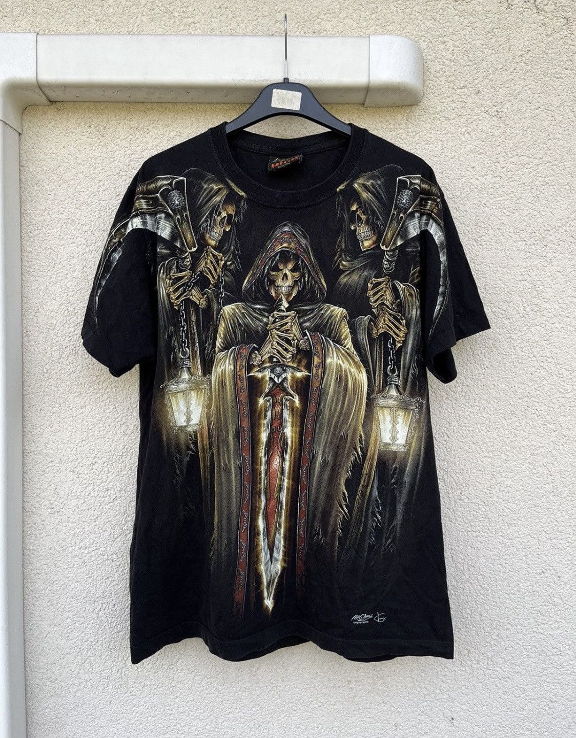 Japanese Brand Vintage Aop Tee Skull Skeleton Archive y2k opium rock rap Size US L / EU 52-54 / 3 - 1 Thumbnail