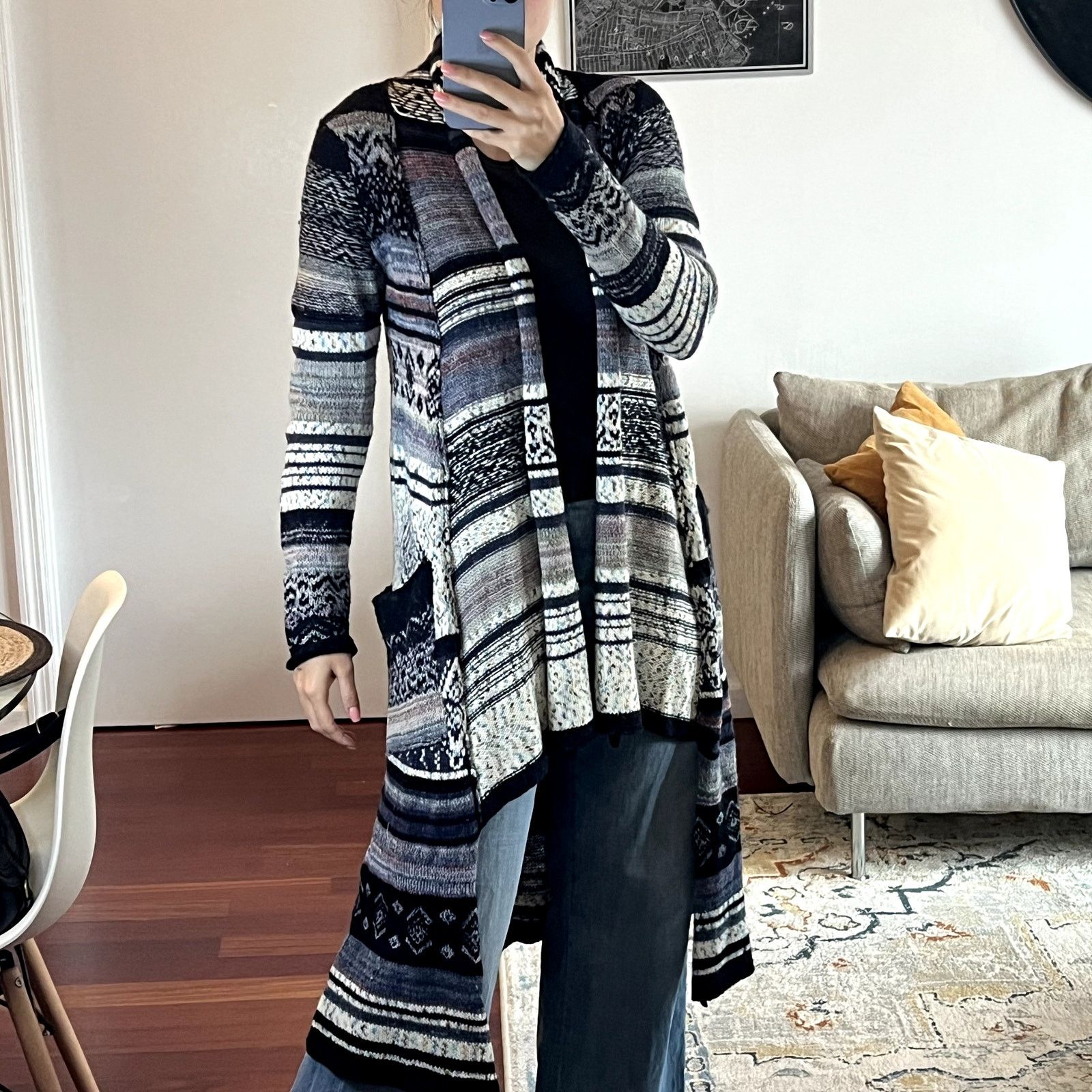 Free People Free People Women's Fair Isle Waterfall Duster Cardigan Size S / US 4 / IT 40 - 1 Thumbnail