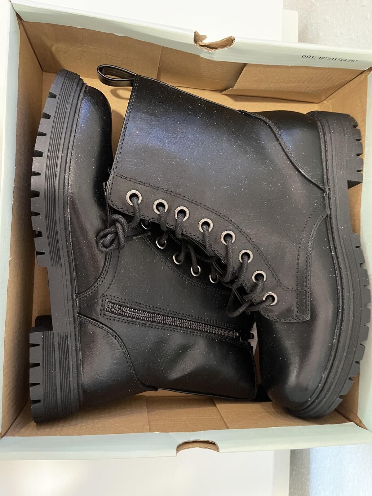 Other SO Black Combat Lace-Up Ankle Boots with Side Zipper Size US 7.5 / IT 37.5 - 6 Thumbnail