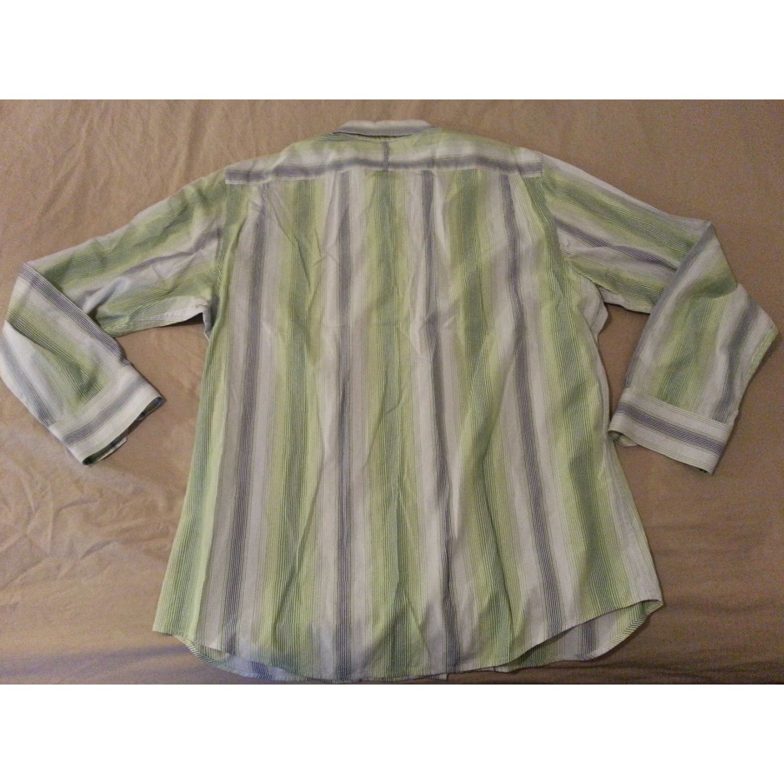 Banana Republic Mens Banana Republic Dress Shirt L Large Green Cotton Long Button Size 42R - 2 Thumbnail
