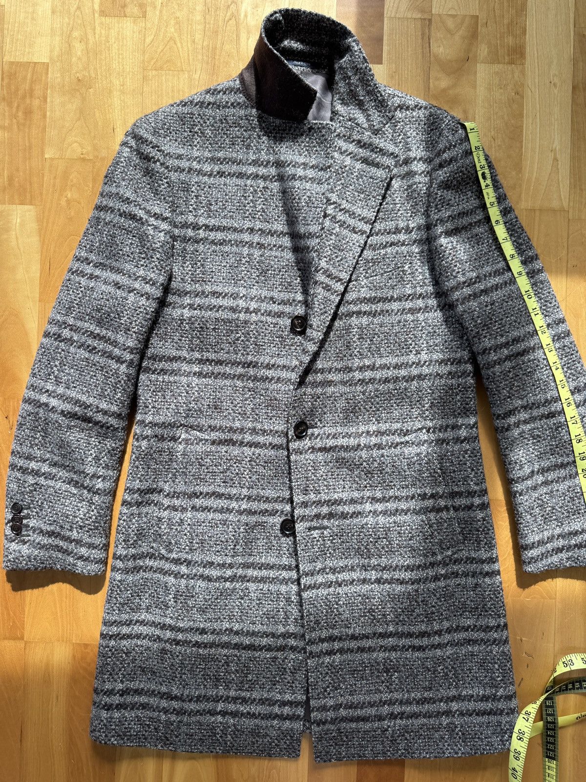 Suitsupply Suitsupply 38R Brown Check Topcoat Wool Silk Lama Blend Size US M / EU 48-50 / 2 - 13 Thumbnail