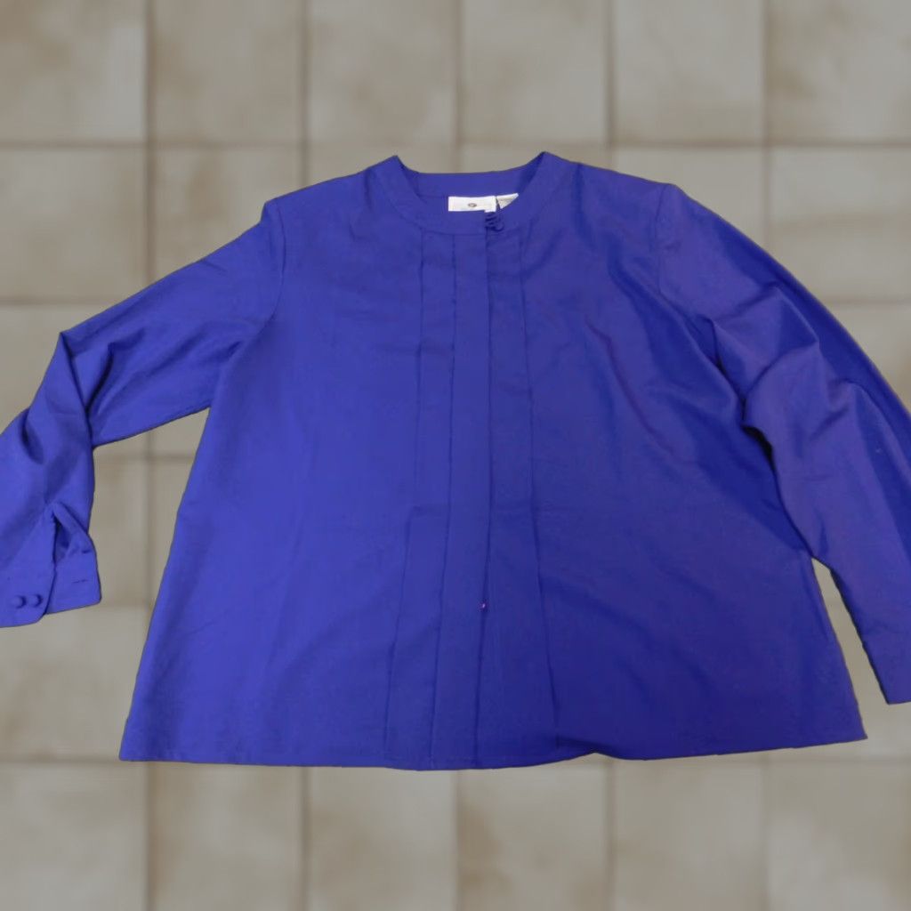 Worthington Worthington Womens Button-Up Shirt 16 Blue Essentials Casual Short Sleeve Cap Sleeve 100% Cotton Button-Up Womens Regular Size 16 Blue Size XXL / US 16-18 / IT 52-54 - 1 Thumbnail