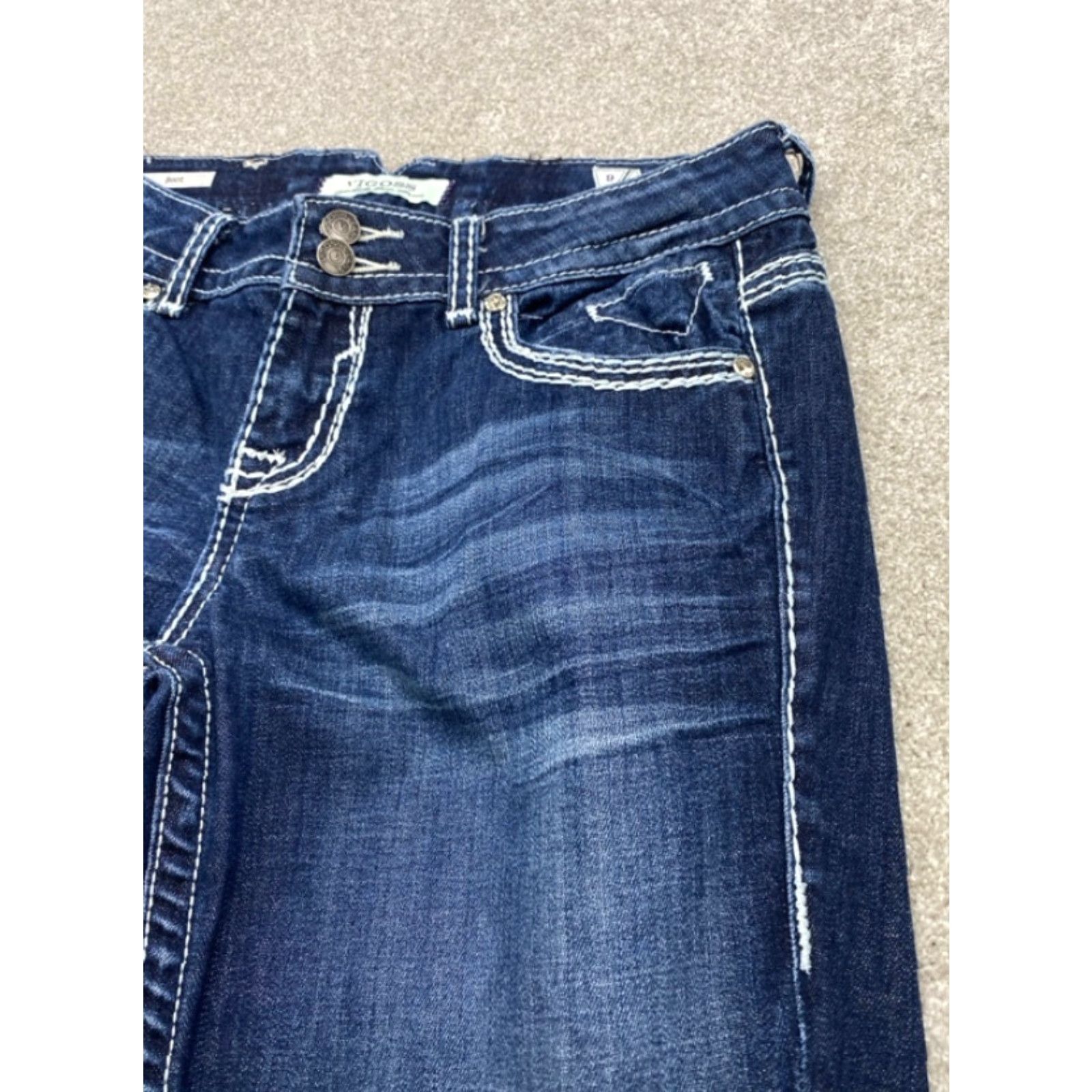 Vintage VIGOSS Jeans Women's Size 9 Blue Denim Bootcut Embroidered Whiskers 4461 Size 30" / US 8 / IT 44 - 5 Thumbnail