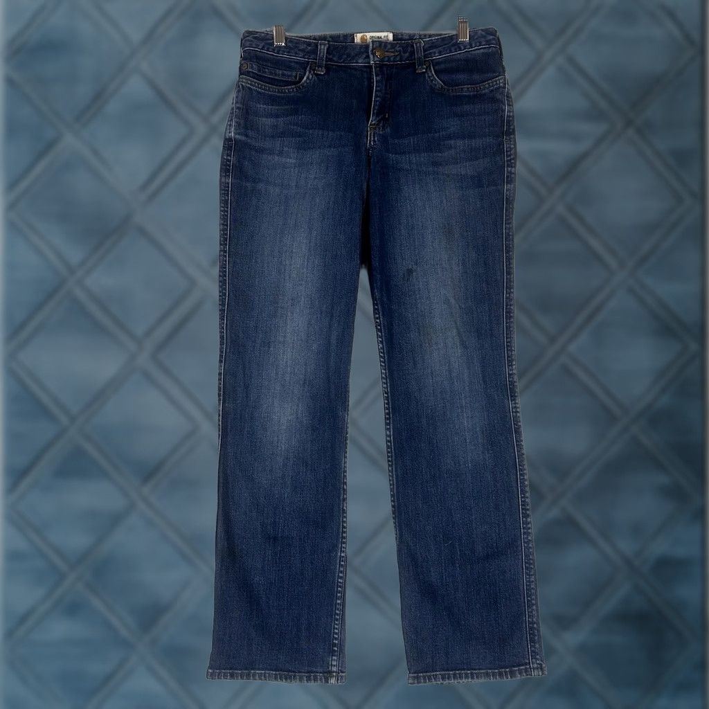 Carhartt Carhartt Jeans Womens 6 Short Blue Denim 6S STAINED Straight Jeans Carhartt Original Fit 5-Pocket Womens Size 28" / US 6 / IT 42 - 1 Thumbnail